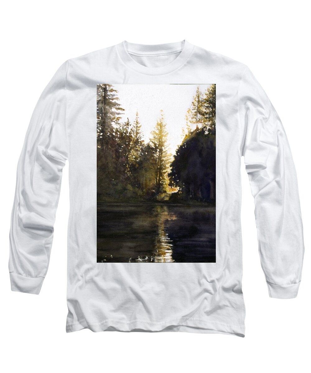 Landscape Long Sleeve T-Shirt featuring the painting Evening by Barbara Pease