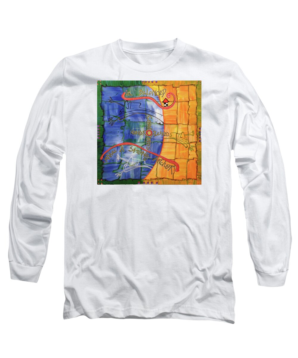Art Long Sleeve T-Shirt featuring the painting eVertigo by Dar Freeland