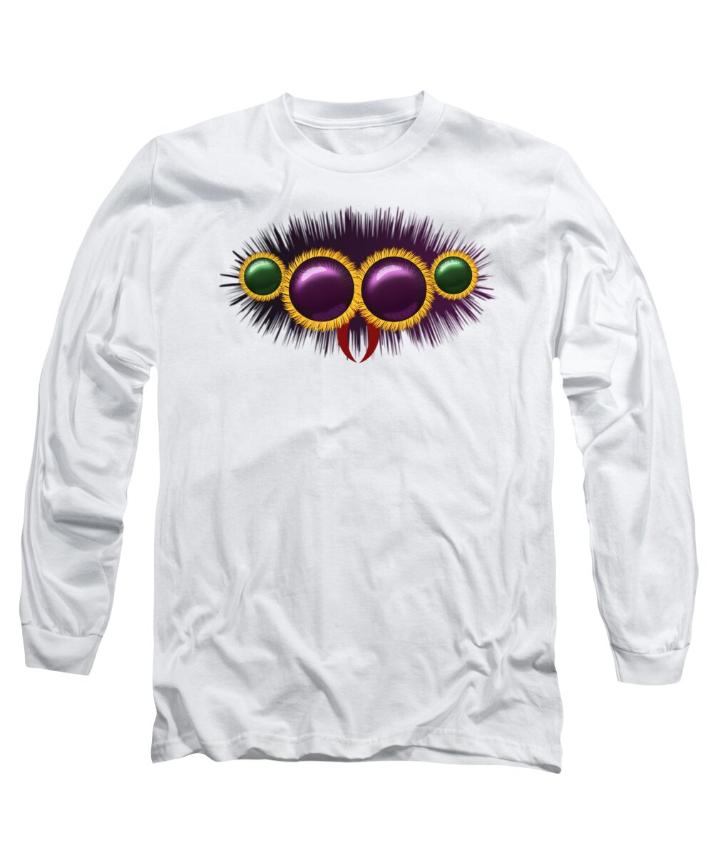 Spider Long Sleeve T-Shirt featuring the digital art Eyes of the huge hairy spider by Michal Boubin