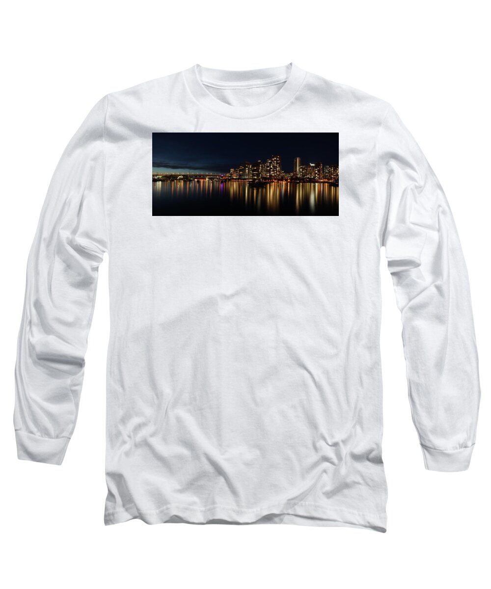 Vancouver Long Sleeve T-Shirt featuring the photograph False Creek Reflections by Cameron Wood