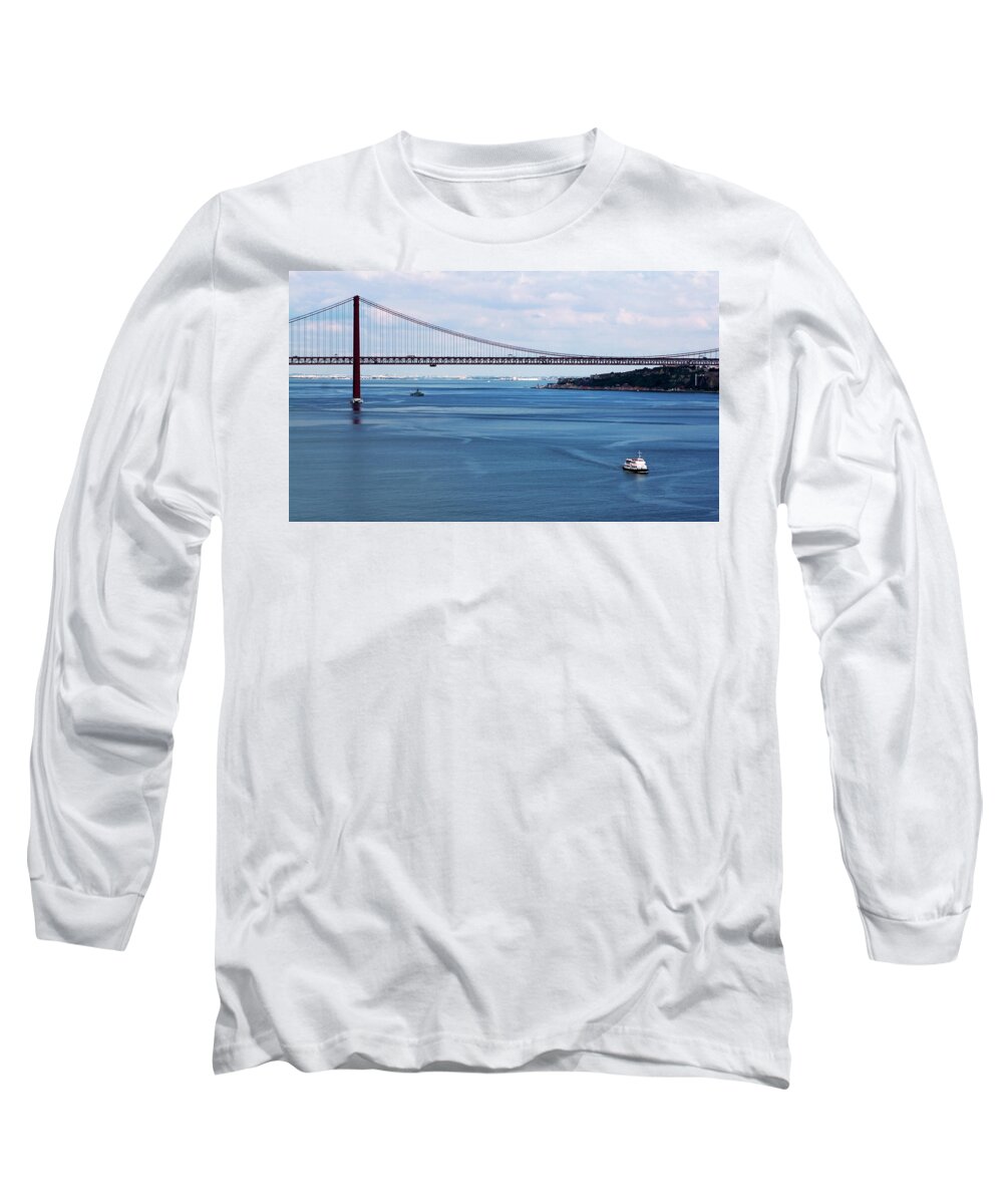 Lisbon Long Sleeve T-Shirt featuring the photograph Ferry Across the Tagus by Lorraine Devon Wilke