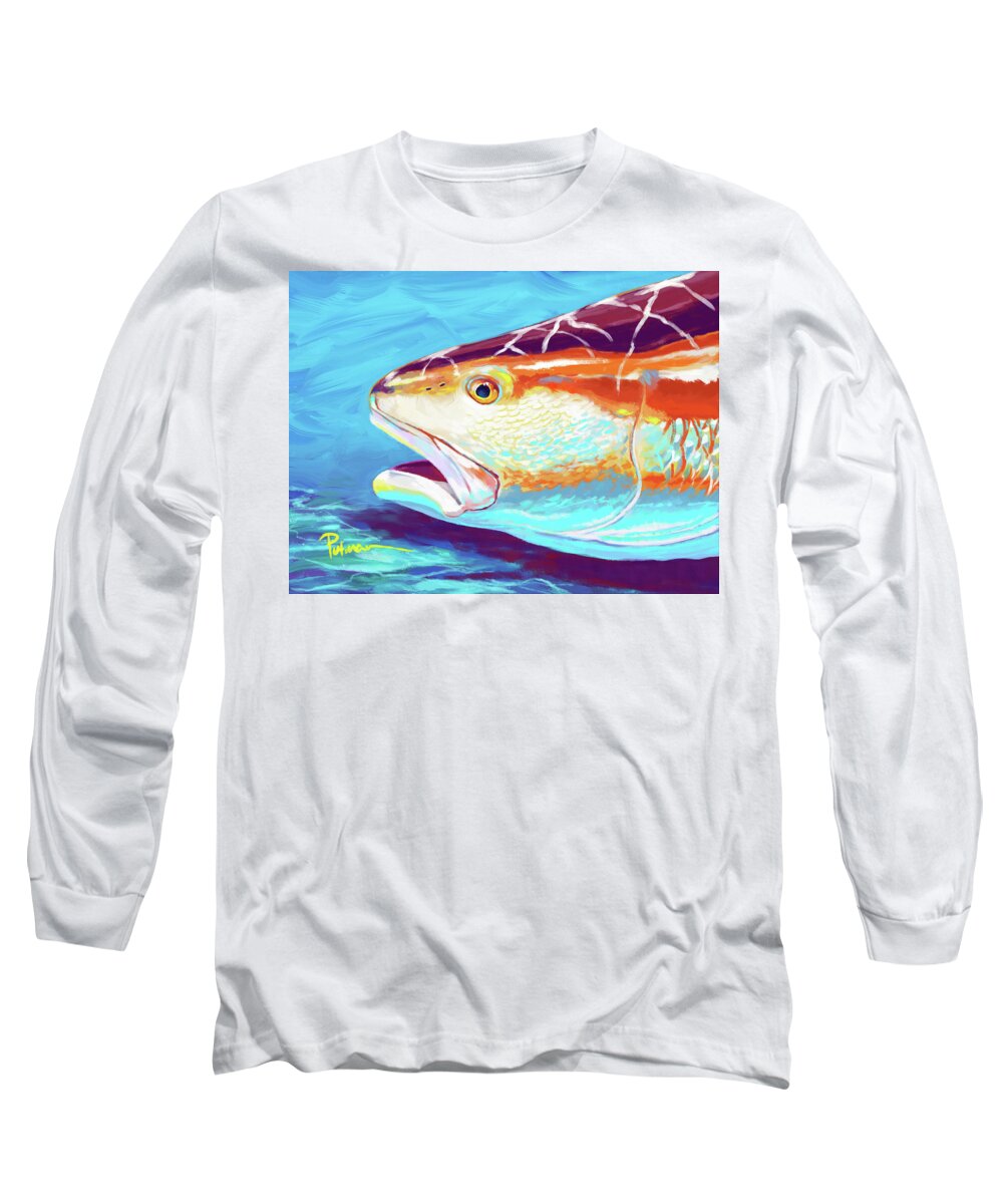 Red Drum Long Sleeve T-Shirt featuring the digital art Fire and Ice by Kevin Putman