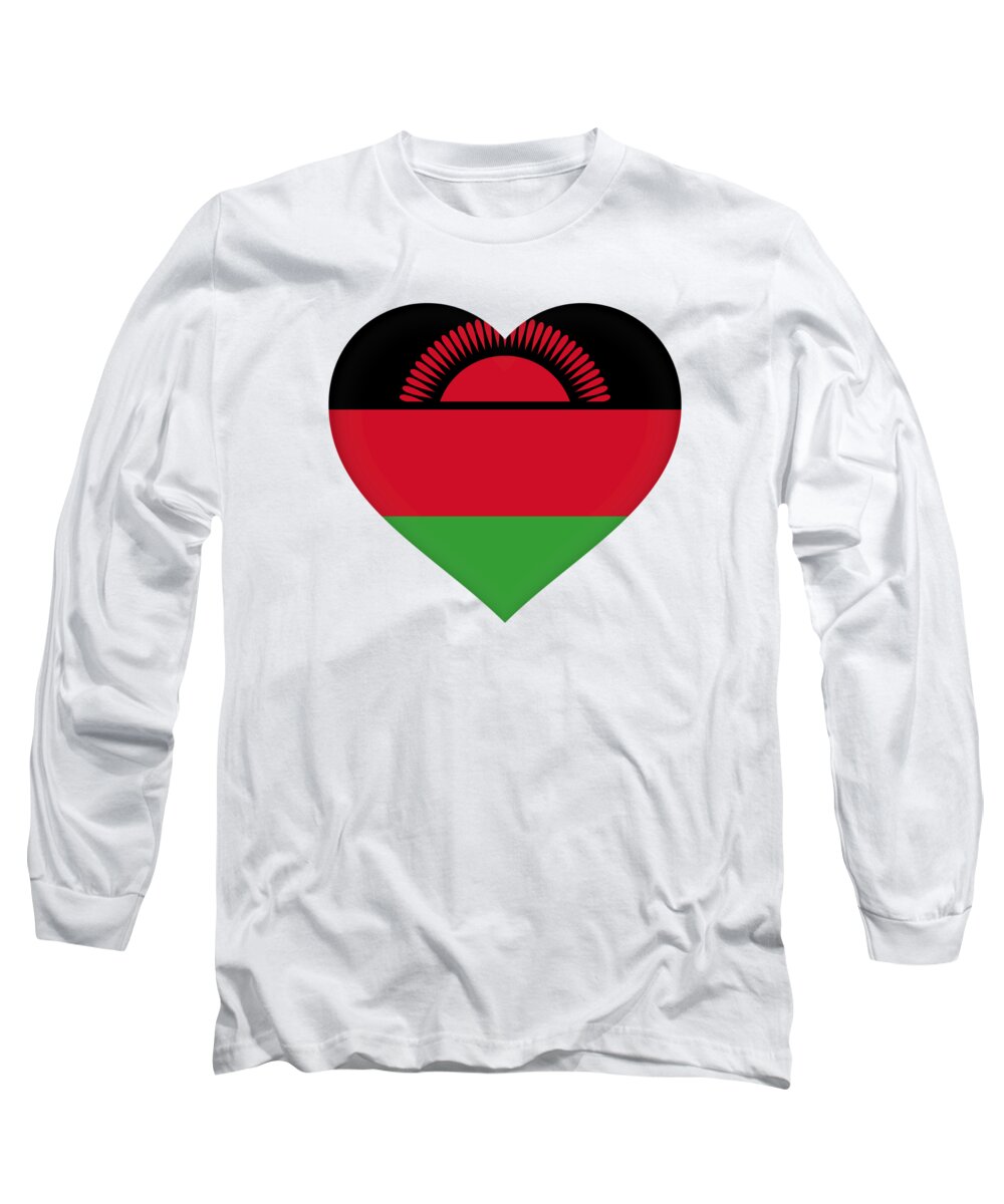 Africa Long Sleeve T-Shirt featuring the digital art Flag of Malawi Heart by Roy Pedersen