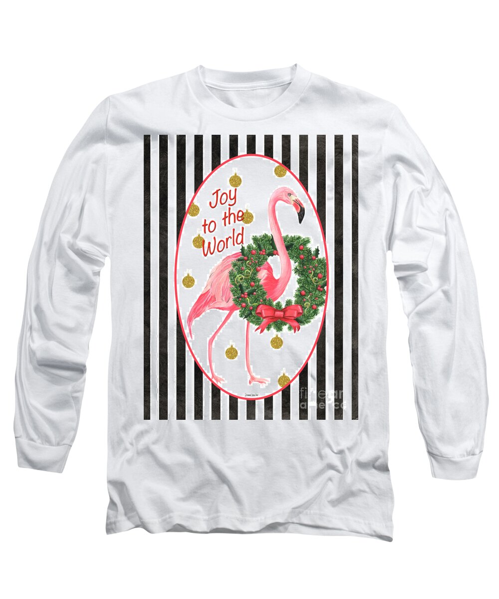 Flamingo Long Sleeve T-Shirt featuring the painting Flamingo Amore 2 by Debbie DeWitt