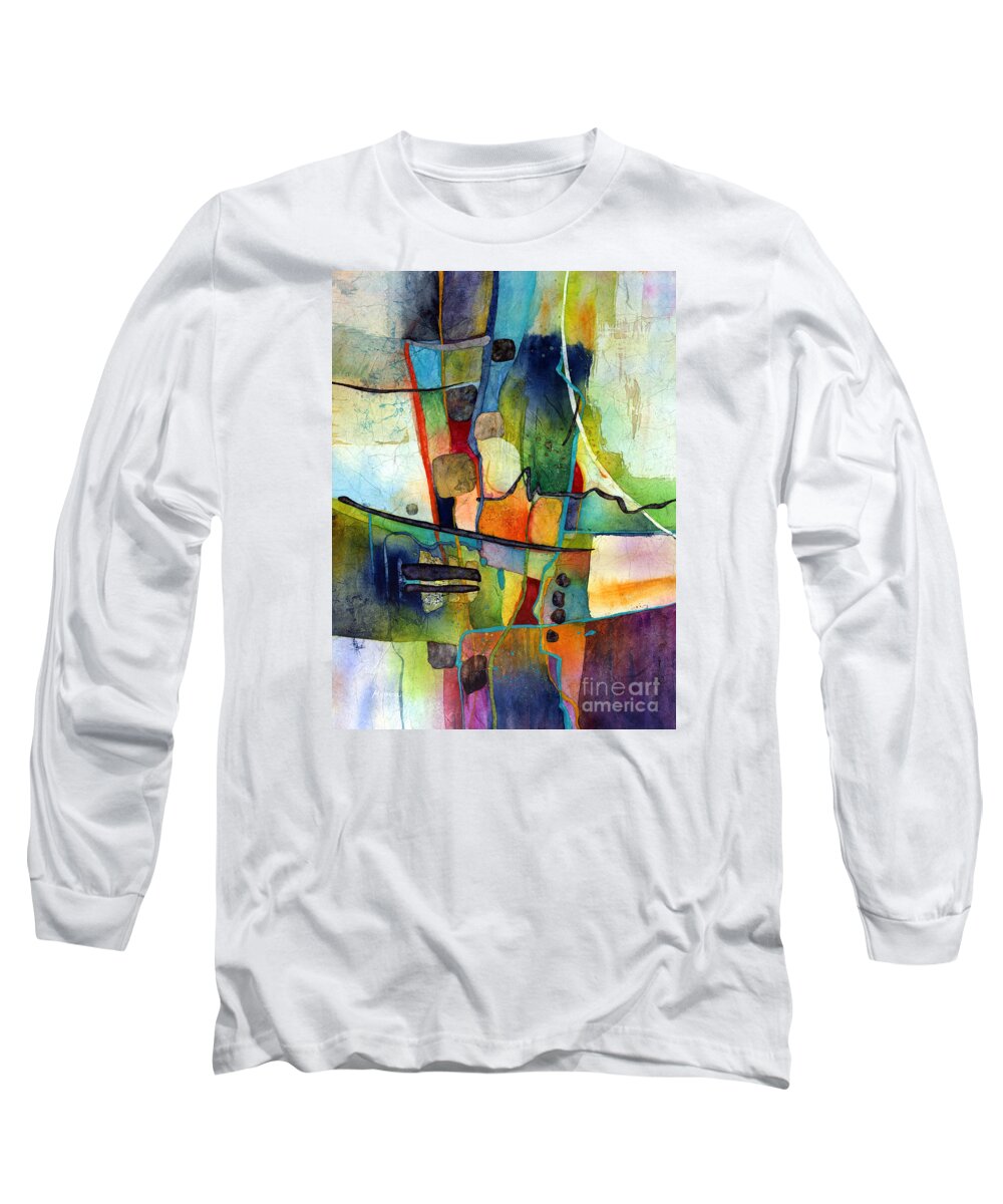Abstract Long Sleeve T-Shirt featuring the painting Fluvial Mosaic by Hailey E Herrera