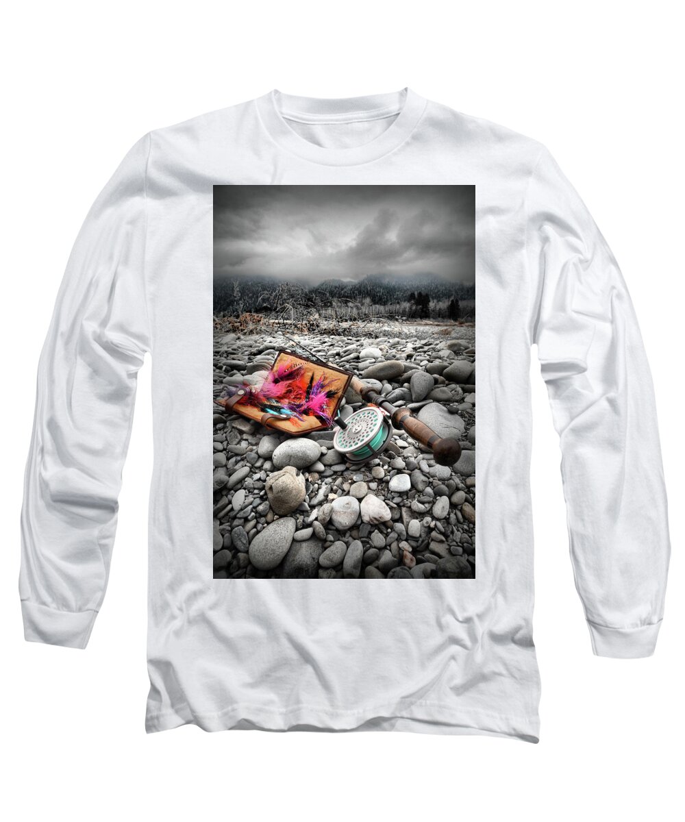  Long Sleeve T-Shirt featuring the photograph Fly Rod and Streamers portrait by Jason Brooks