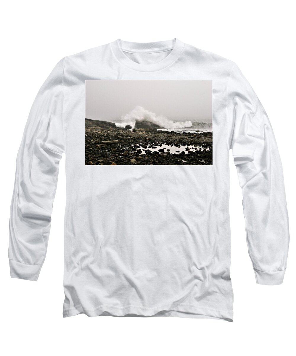 Ocean Long Sleeve T-Shirt featuring the photograph Foggy Day at the coast by Lois Lepisto
