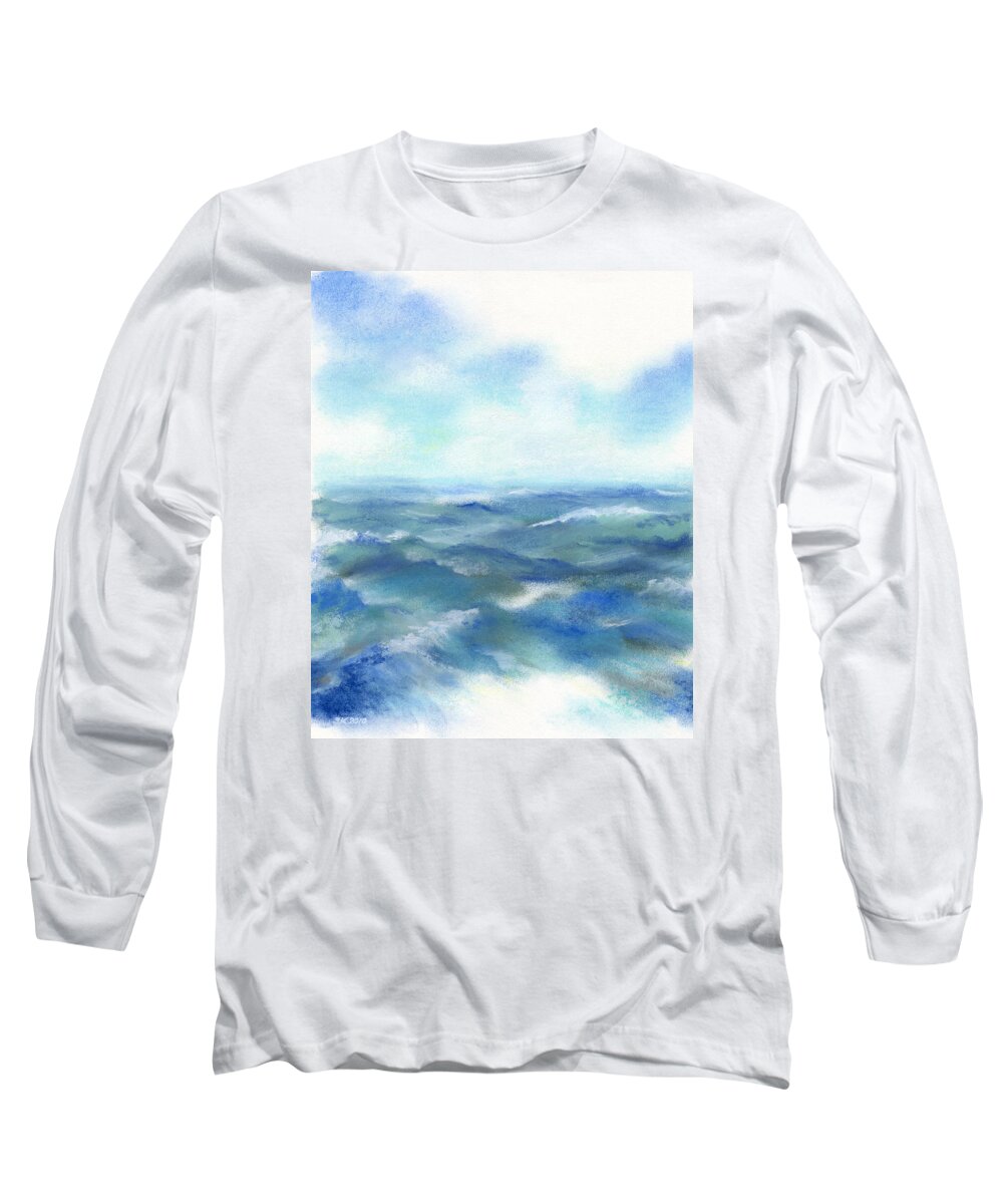 Seascape Long Sleeve T-Shirt featuring the drawing Forever by Scott Kirkman