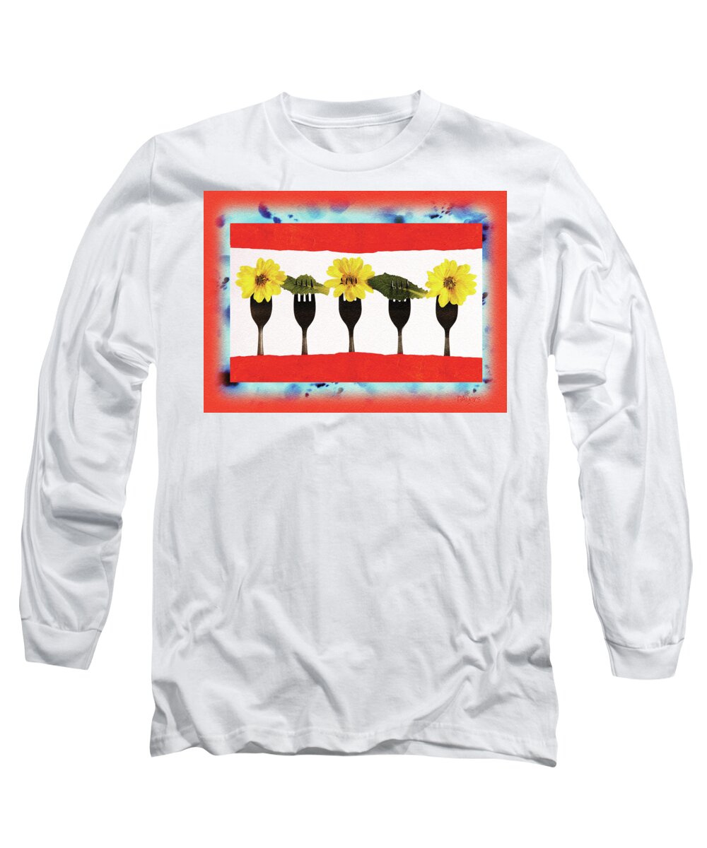 Digital Long Sleeve T-Shirt featuring the digital art Forks and Flowers by Paula Ayers