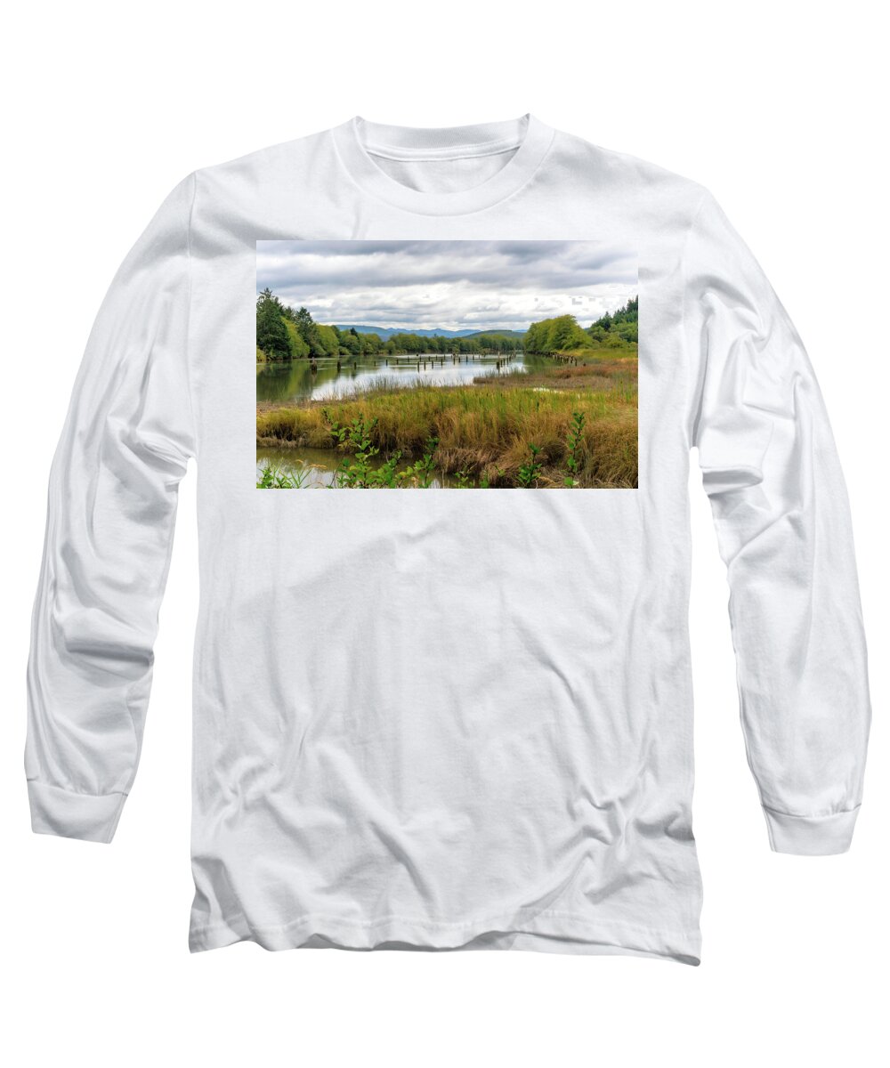 Cloud Long Sleeve T-Shirt featuring the photograph Fort Clatsop on the Columbia River by Michael Hope