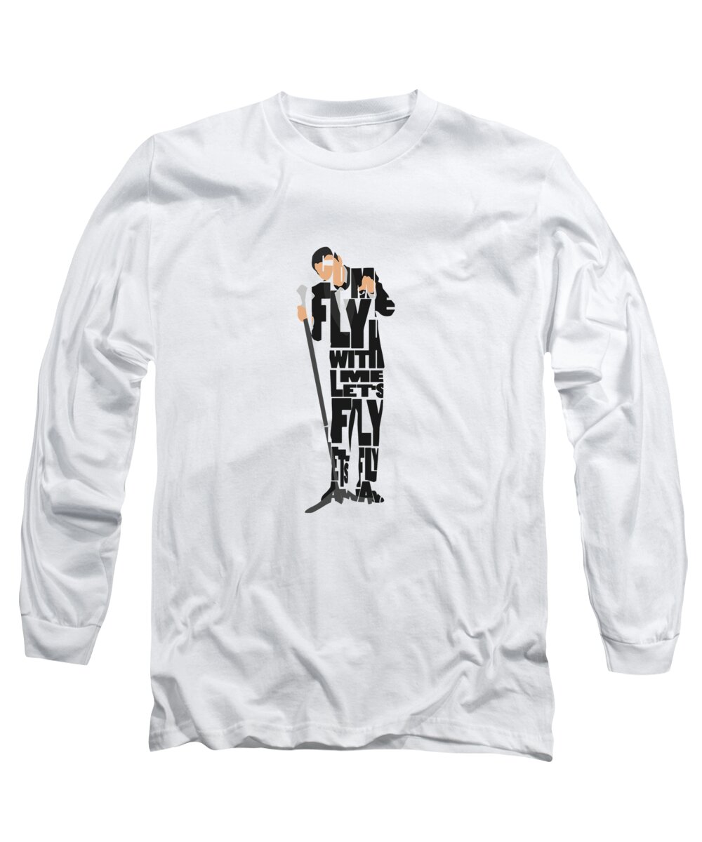 Frank Long Sleeve T-Shirt featuring the painting Frank Sinatra Typography Art by Inspirowl Design