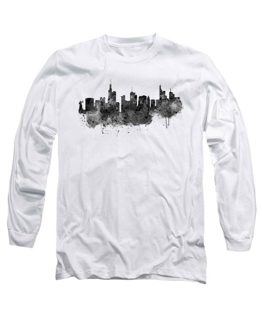 Frankfurt Black and White Skyline Long Sleeve T-Shirt for Sale by ...