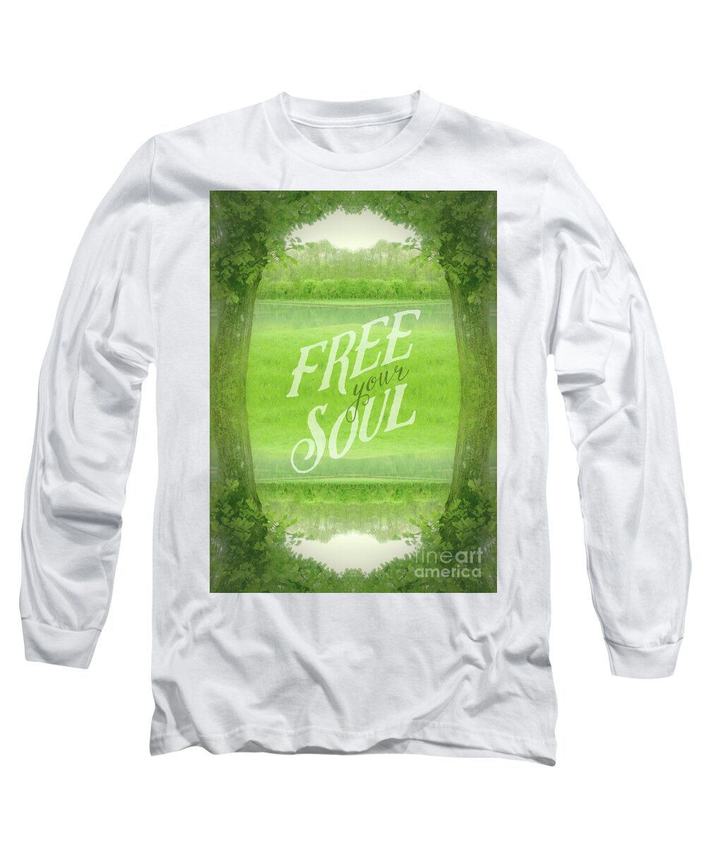 Free Your Soul Long Sleeve T-Shirt featuring the photograph Free Your Soul Grand Canal Forest Fontainebleau Chateau by Beverly Claire Kaiya