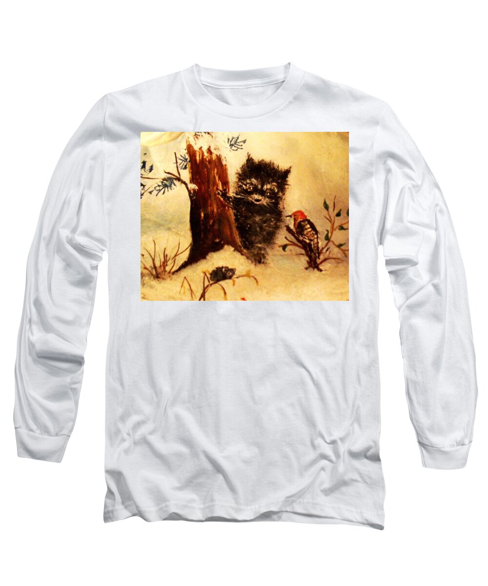 Baby Raccoon Long Sleeve T-Shirt featuring the painting Friends Forever by Hazel Holland