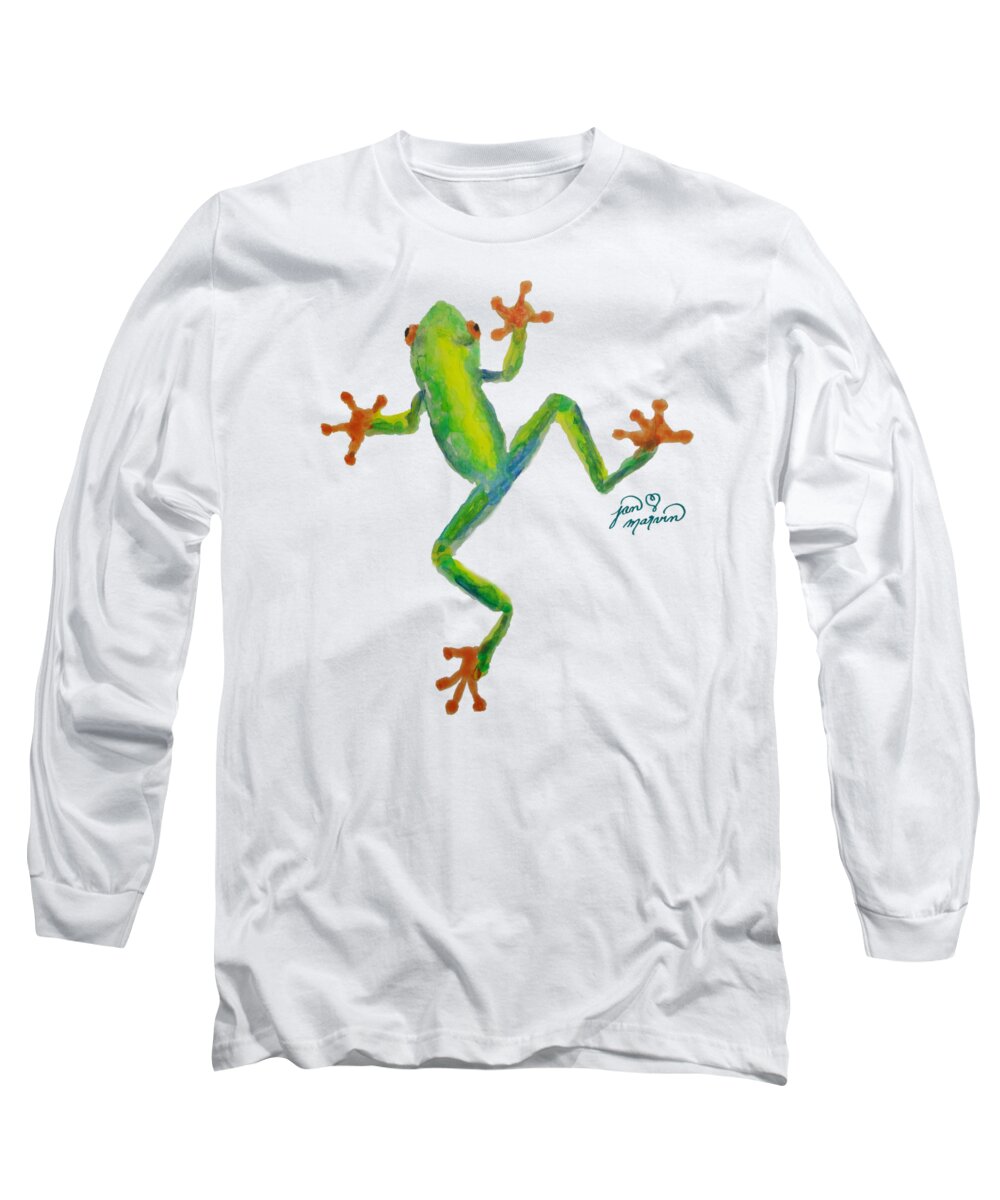 Frog Long Sleeve T-Shirt featuring the painting Red Eyed Tree Frog by Jan Marvin by Jan Marvin