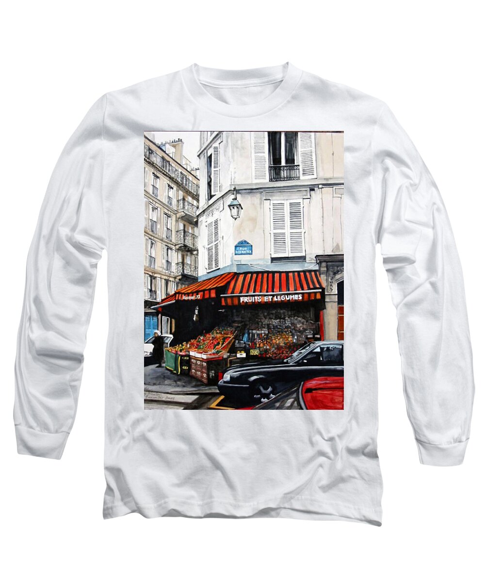 Paris Long Sleeve T-Shirt featuring the painting Fruits et Legumes by Tim Johnson