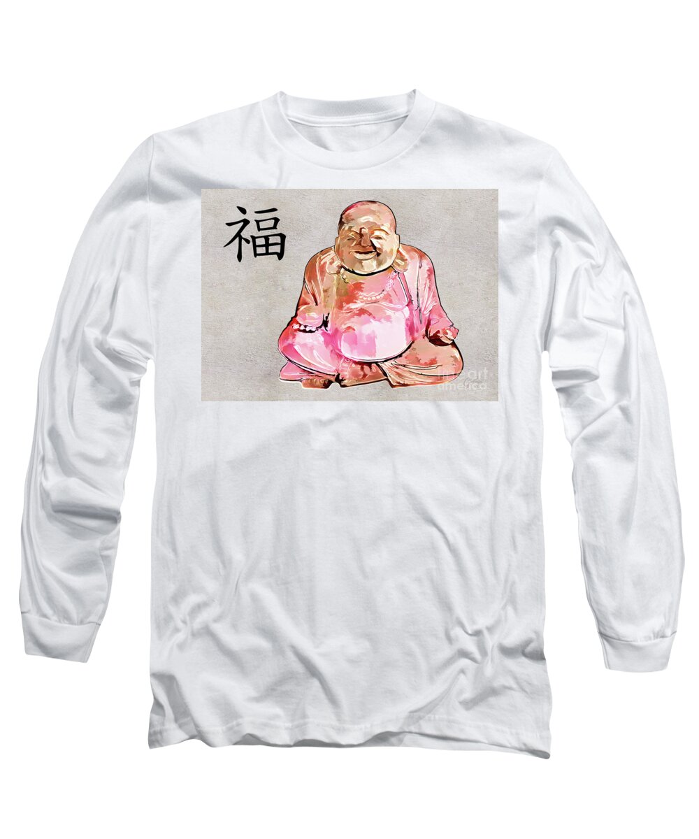 Gabriele Pomykaj Long Sleeve T-Shirt featuring the digital art Fu - Good Fortune Symbol by Gabriele Pomykaj