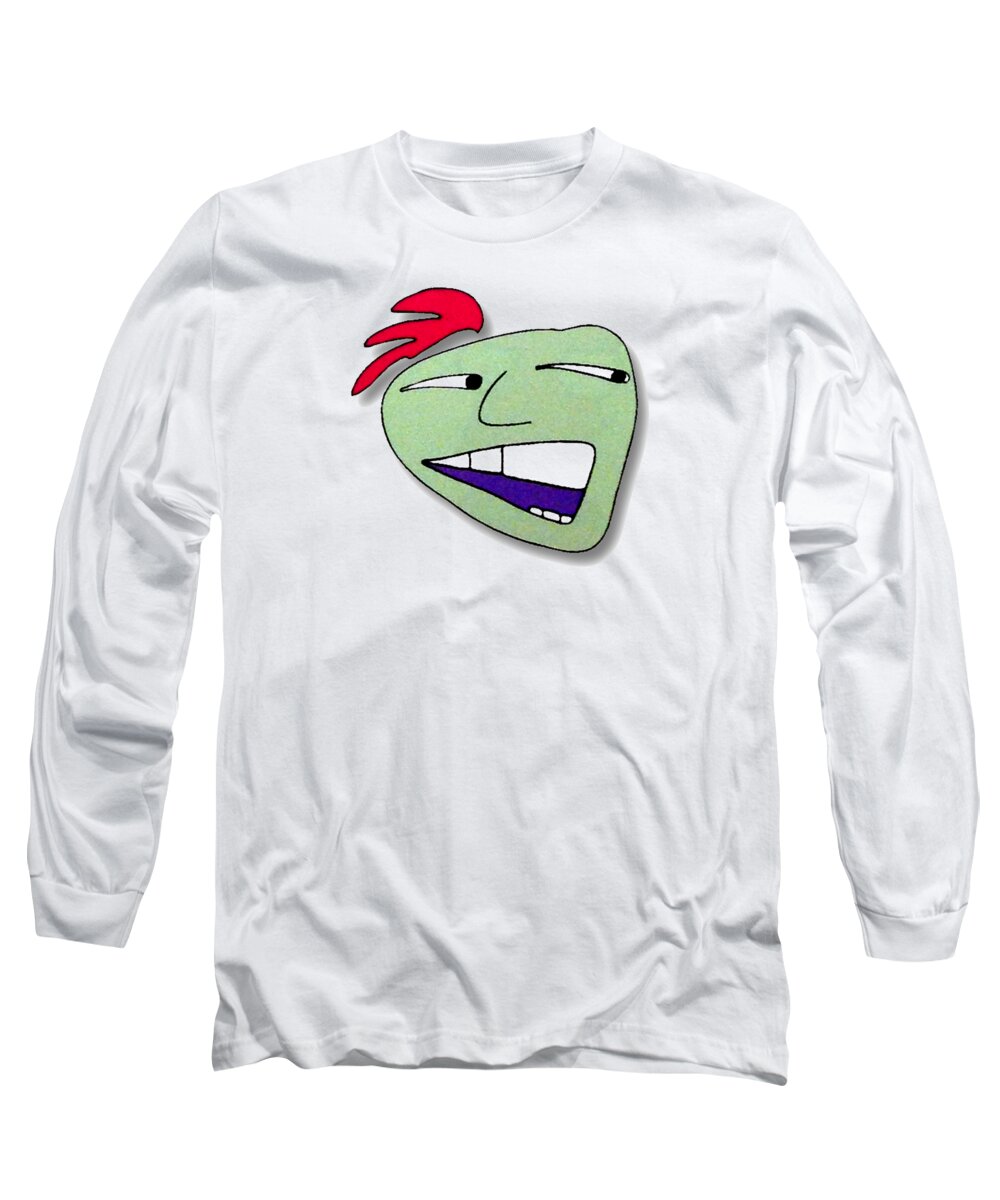 Paintings Long Sleeve T-Shirt featuring the drawing FU Party People - Peep 019 by Dar Freeland