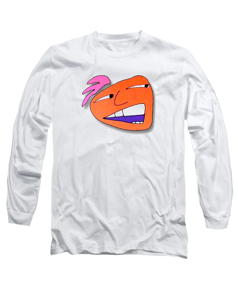 Paintings Long Sleeve T-Shirt featuring the drawing FU Party People - Peep 044 by Dar Freeland