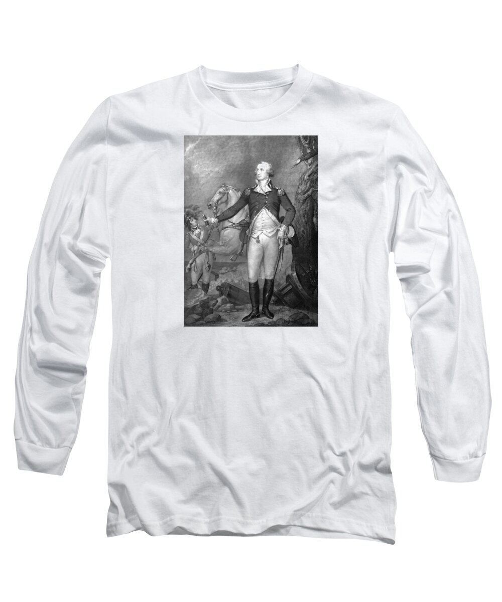 George Washington Long Sleeve T-Shirt featuring the painting General George Washington at Trenton by War Is Hell Store
