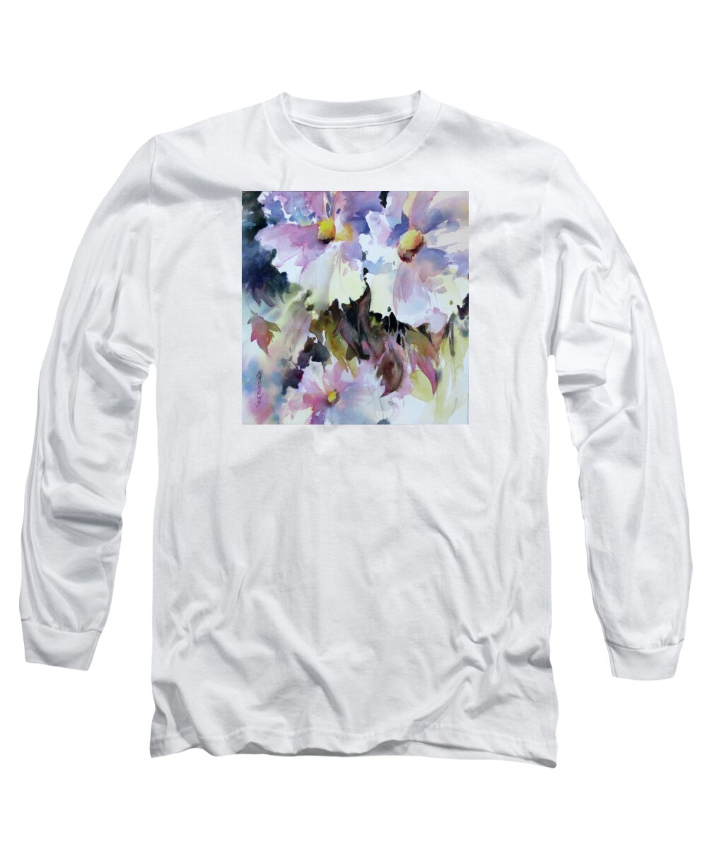Floral Long Sleeve T-Shirt featuring the painting Gentle Persuasion by Rae Andrews