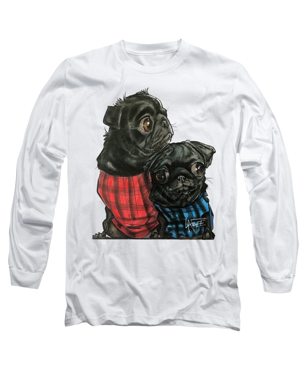 Pet Portrait Long Sleeve T-Shirt featuring the drawing Giles 3540 by John LaFree