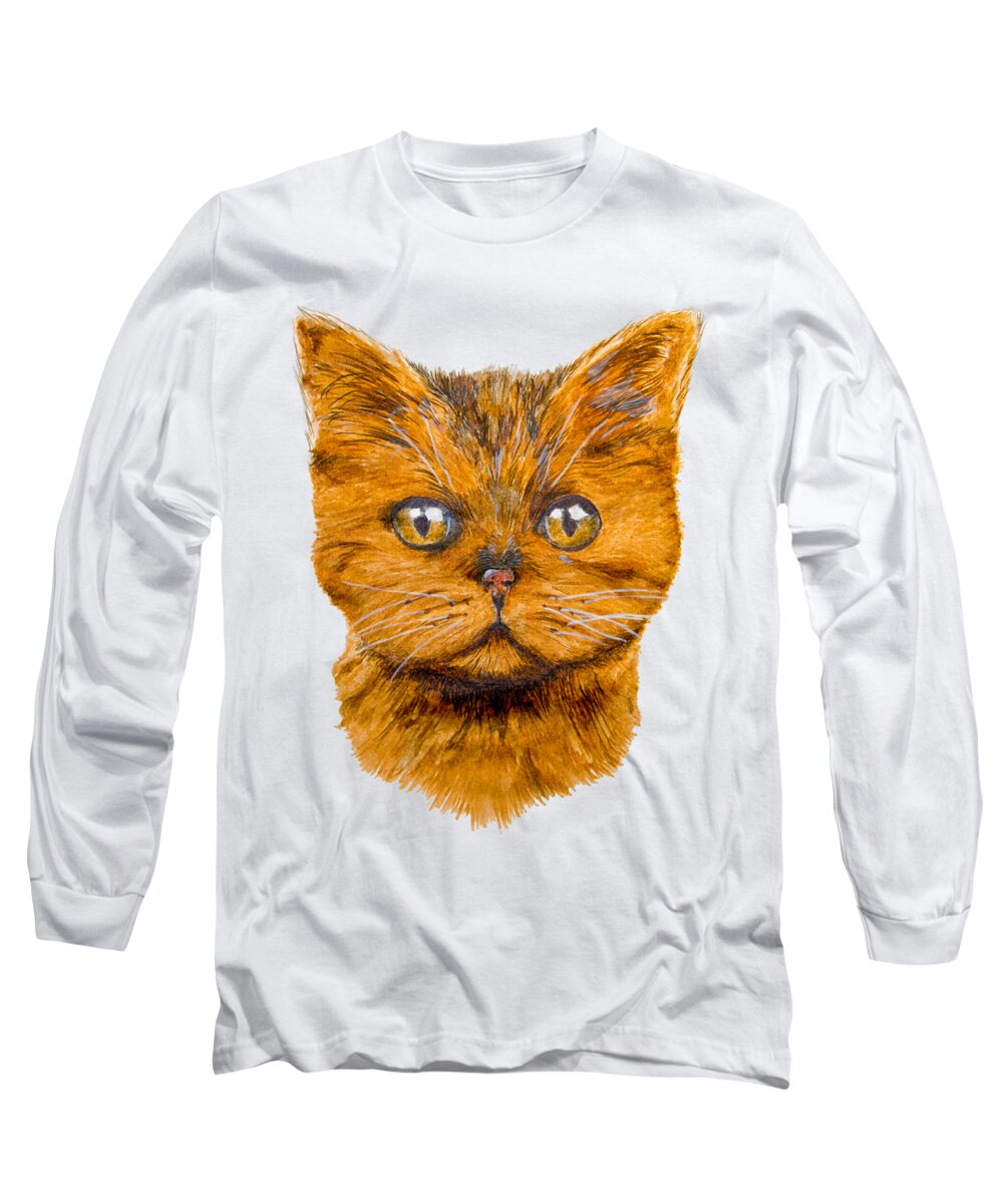Cat Long Sleeve T-Shirt featuring the drawing Ginger by John Stuart Webbstock