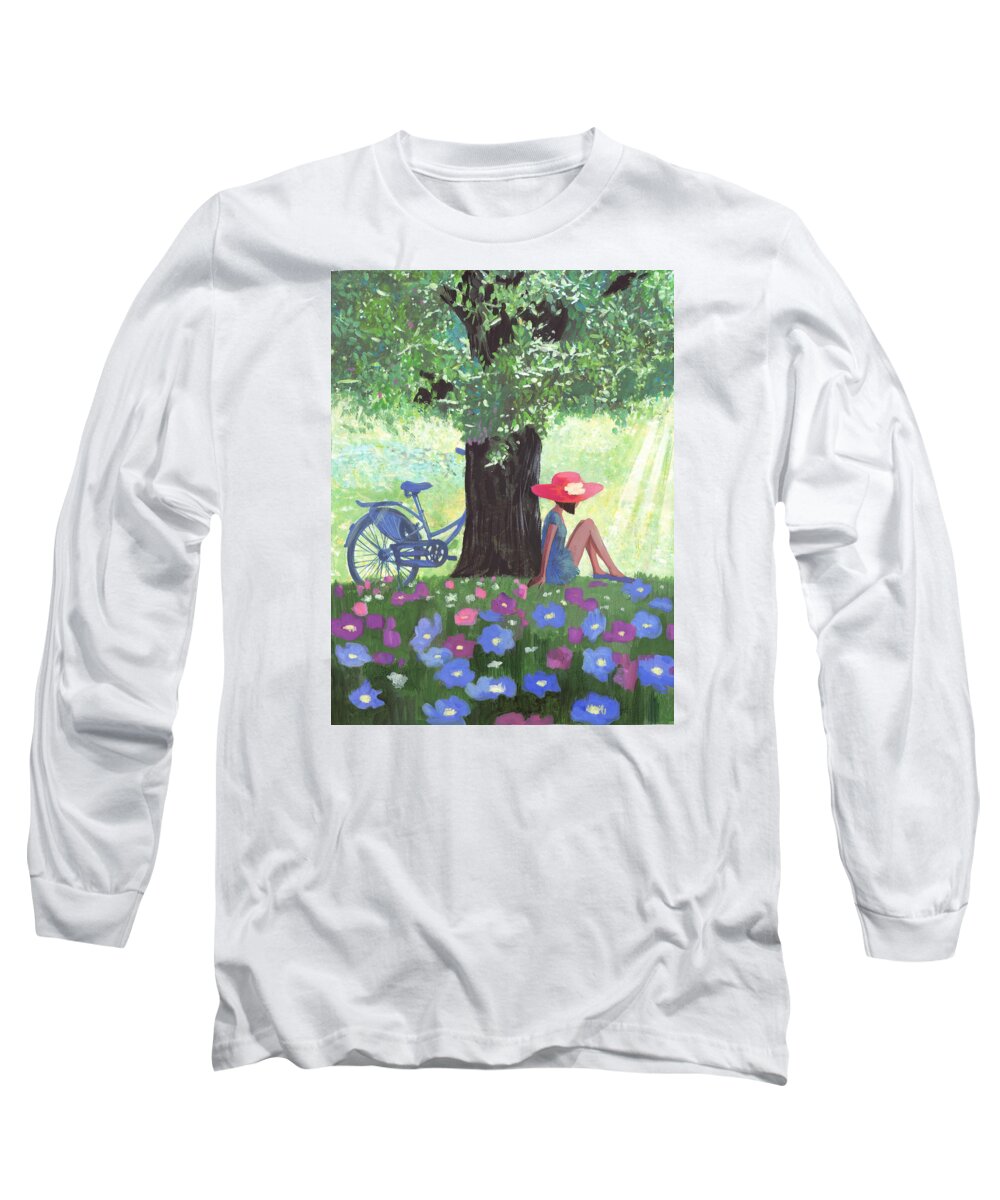 Landscape Long Sleeve T-Shirt featuring the painting Good morning by Victoria Fomina