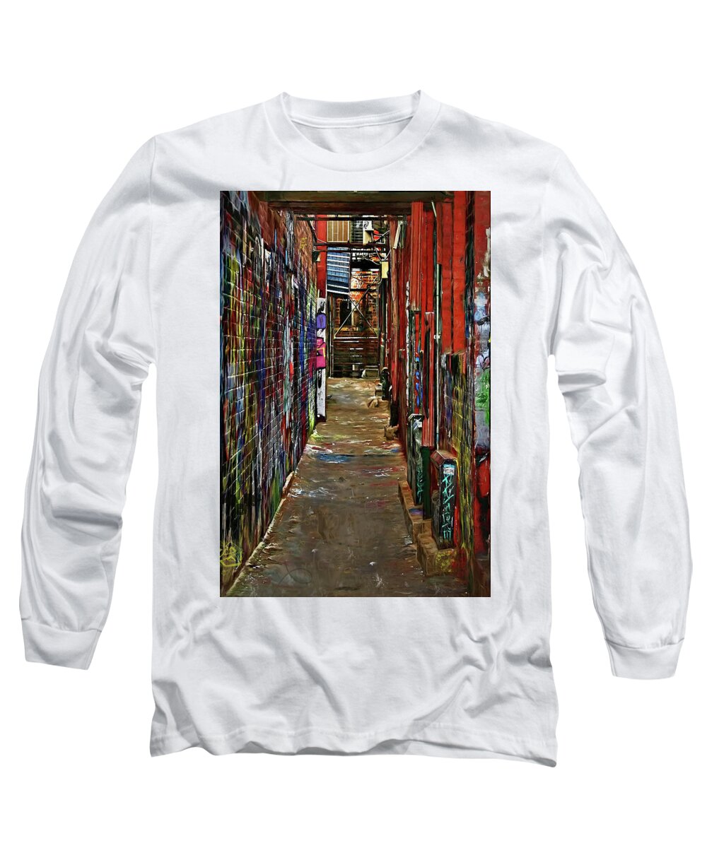 Doodle Long Sleeve T-Shirt featuring the photograph Graffiti Alley by Pat Cook
