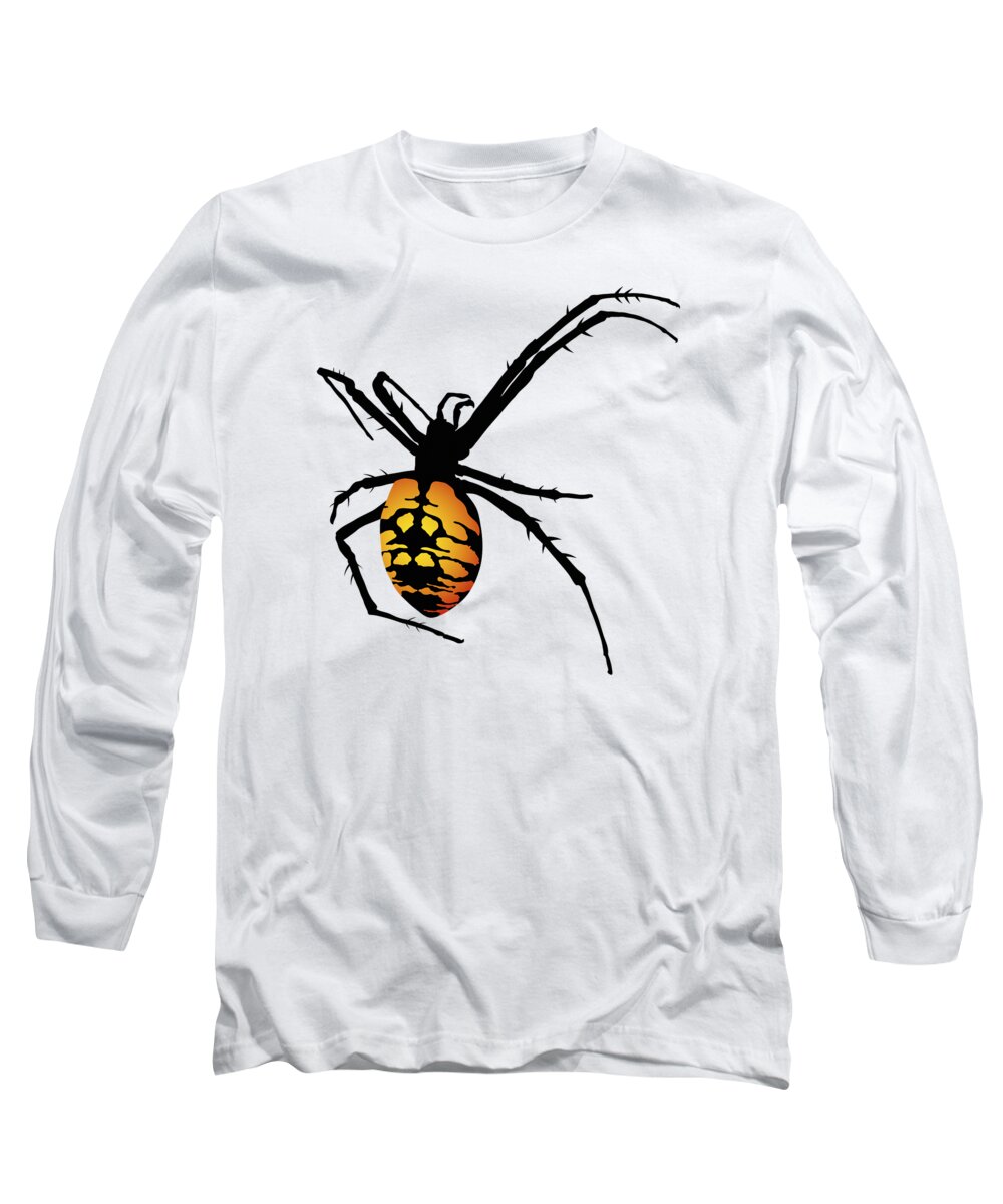 Graphic Animal Long Sleeve T-Shirt featuring the digital art Graphic Spider Black and Yellow Orange by MM Anderson
