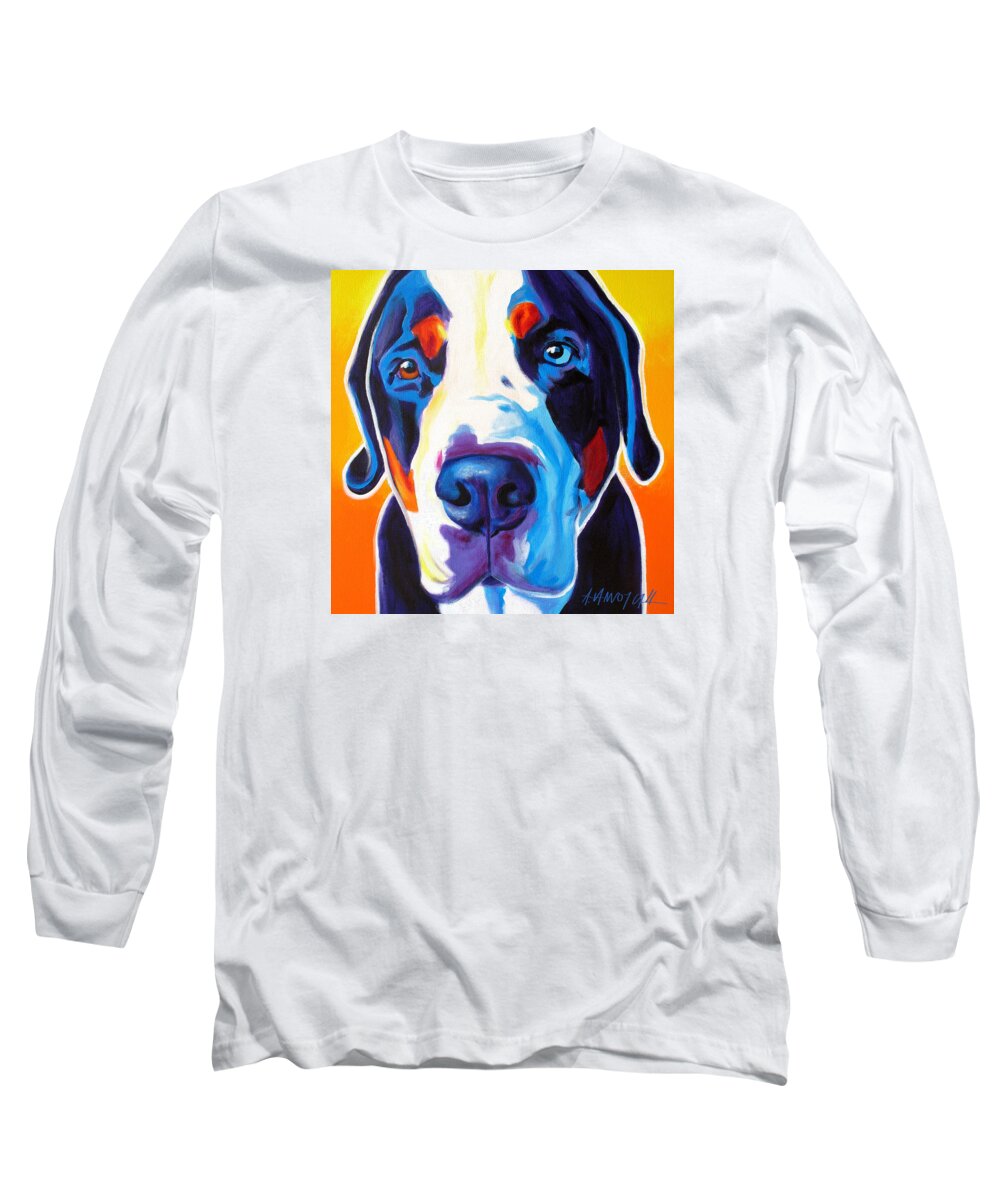 Greater Swiss Mountain Dog Long Sleeve T-Shirt featuring the painting Greater Swiss Mountain Dog - Baron by Dawg Painter