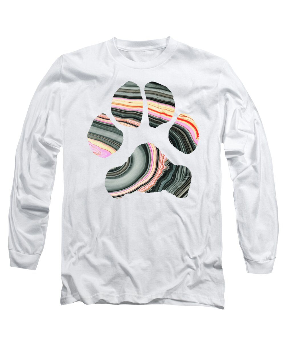 Paw Long Sleeve T-Shirt featuring the painting Groovy Dog Paw - Sharon Cummings by Sharon Cummings