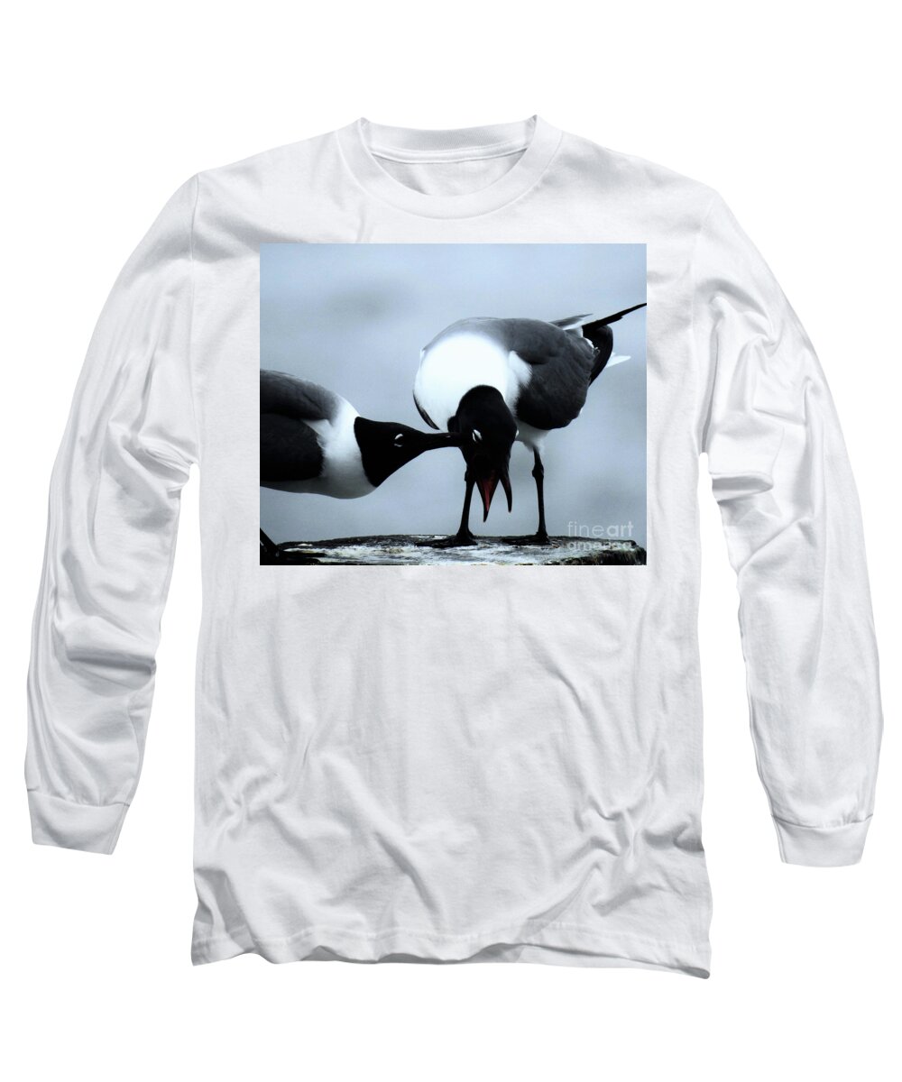 Gulls Long Sleeve T-Shirt featuring the photograph Gull Pecked by Jan Gelders