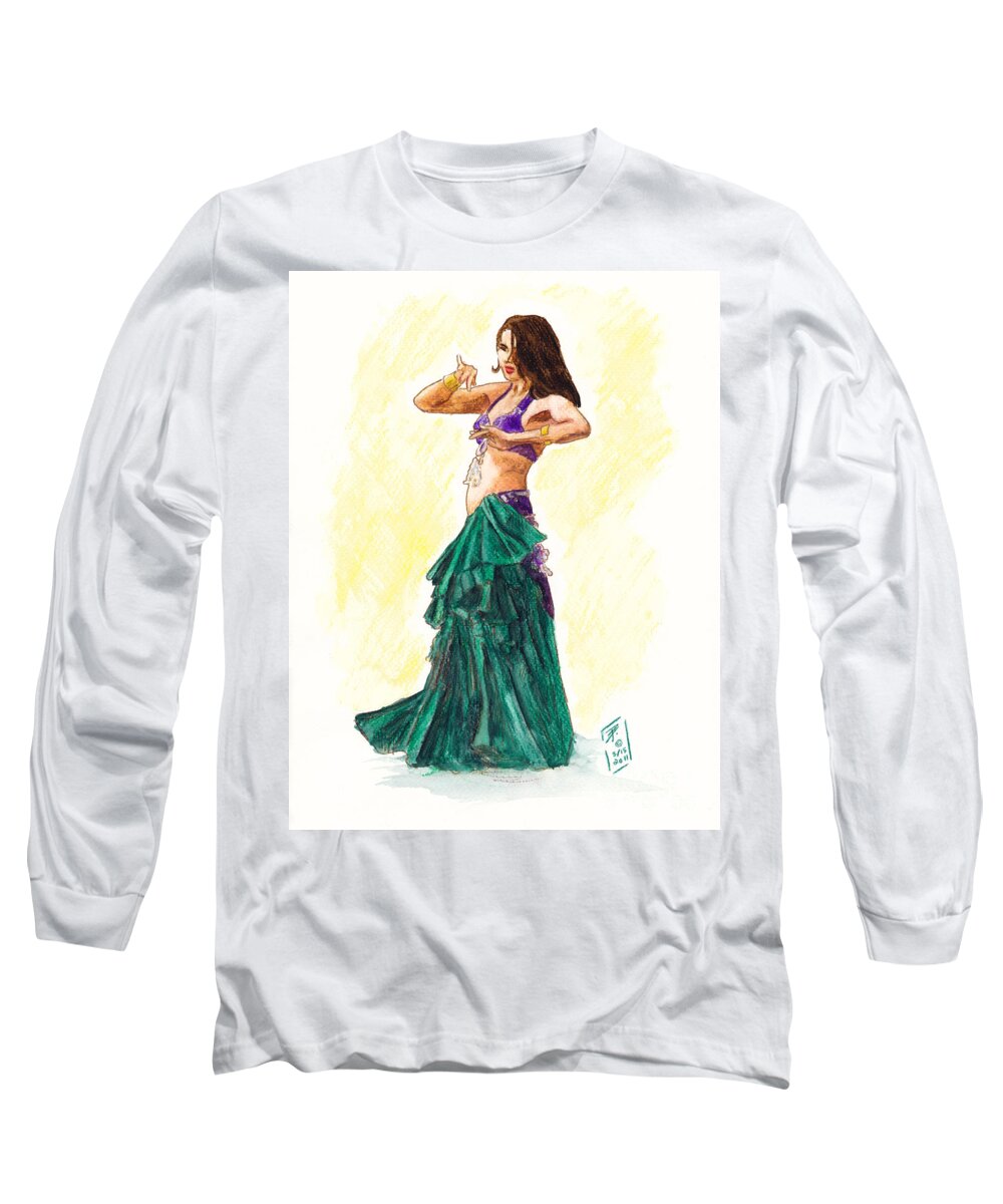 Gypsy Long Sleeve T-Shirt featuring the painting Gypsy by Brandy Woods