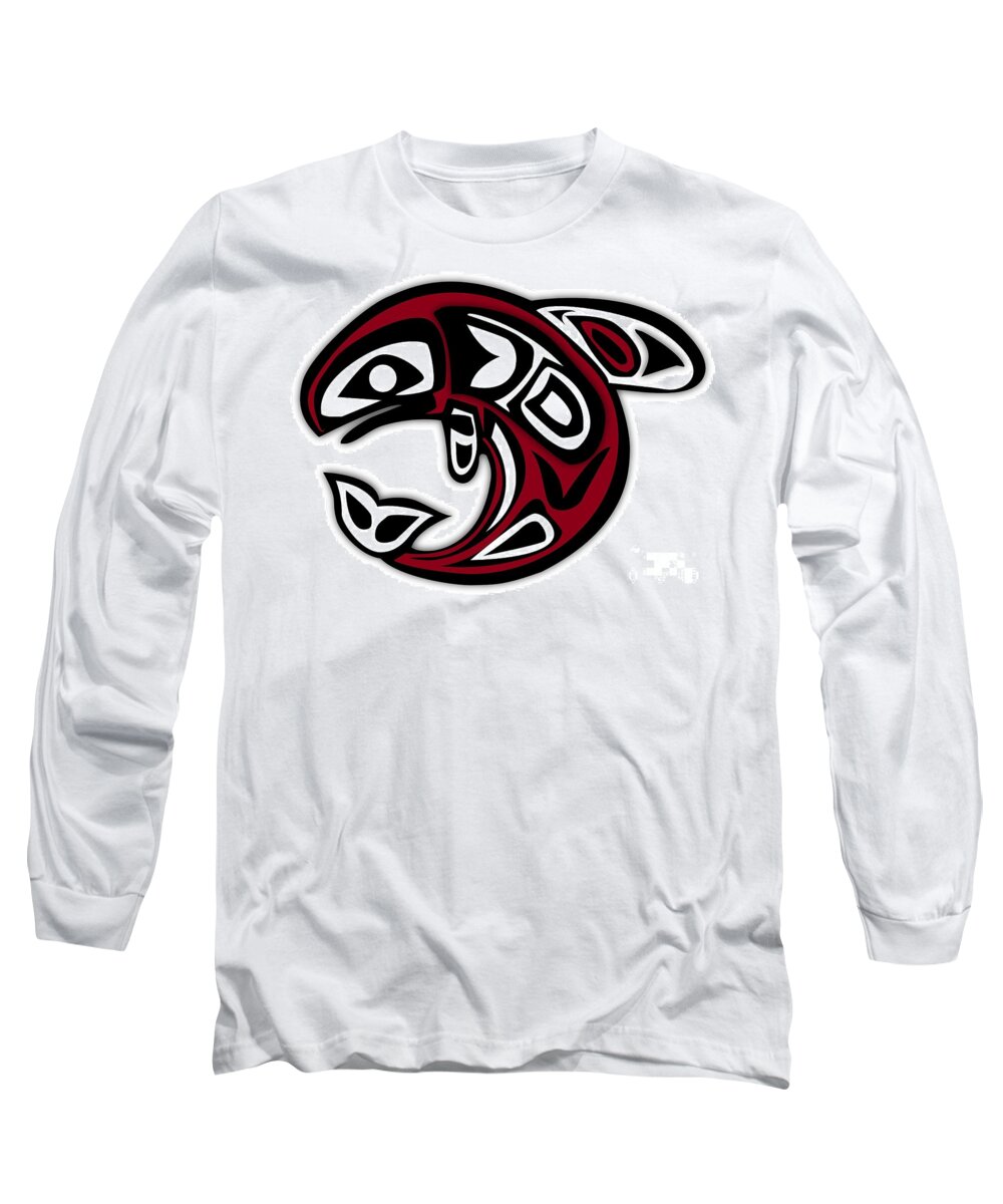 Orca Long Sleeve T-Shirt featuring the painting Haida Pacific Northwest Coast Native American Orca Painting by Peter Ogden