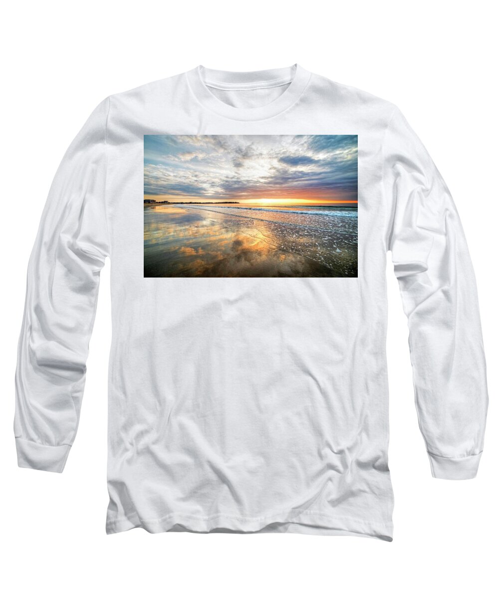 Hampton Long Sleeve T-Shirt featuring the photograph Hampton Beach Sunrise Hampton Beach State Park Hampton NH Reflection by Toby McGuire