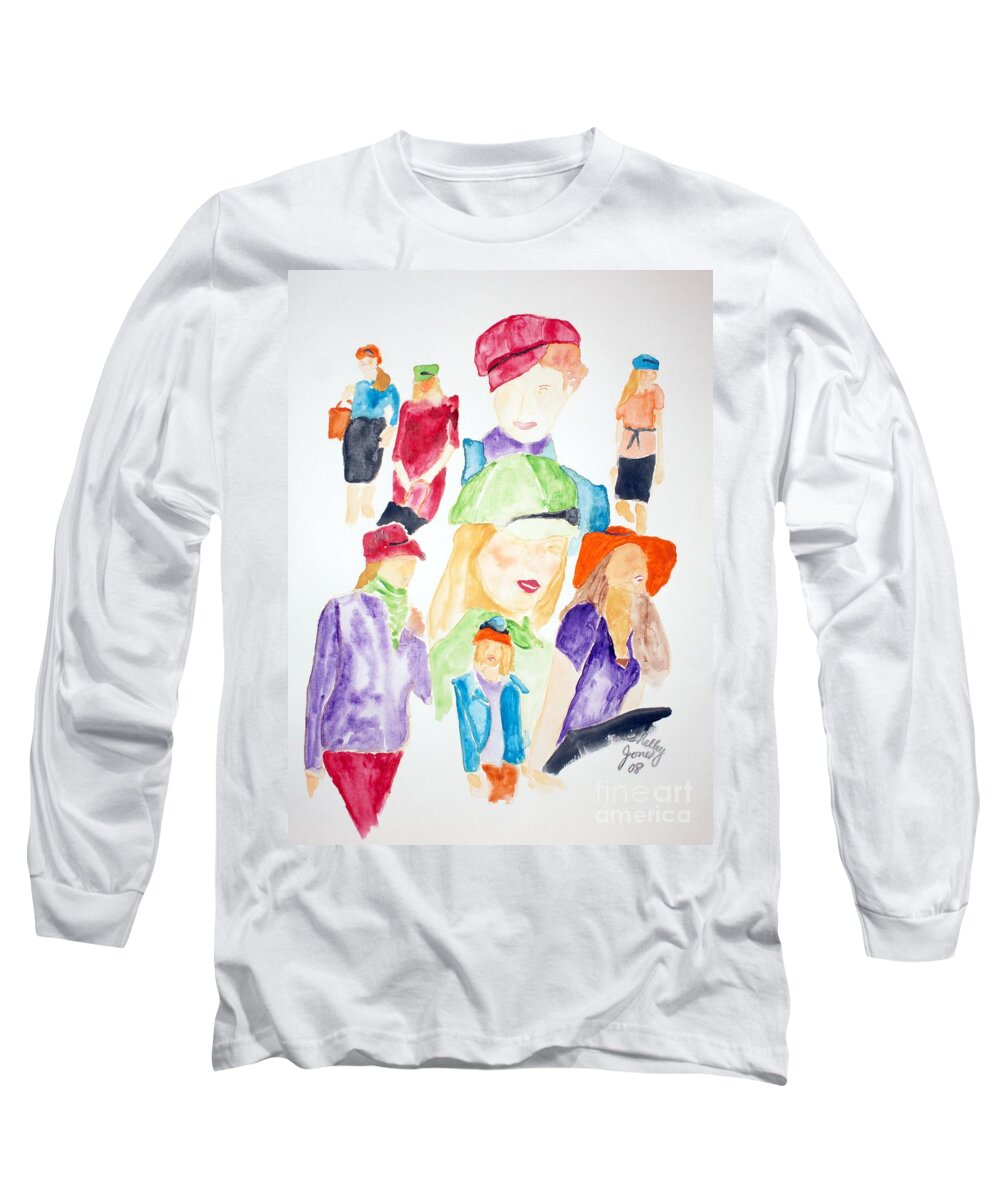 Hats Long Sleeve T-Shirt featuring the painting Hats by Shelley Jones
