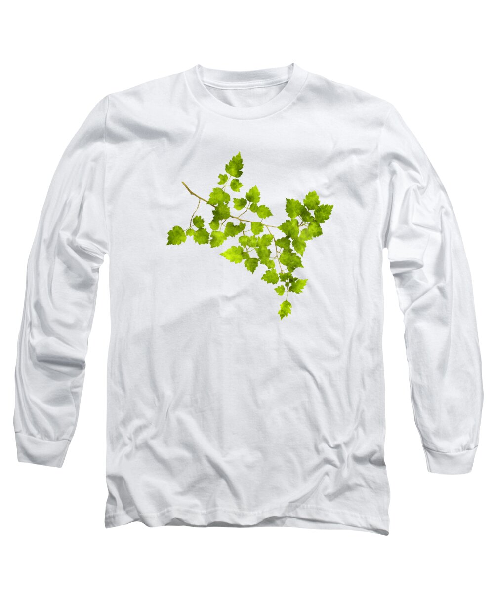 Leaves Long Sleeve T-Shirt featuring the mixed media Hawthorn Pressed Leaf Art by Christina Rollo