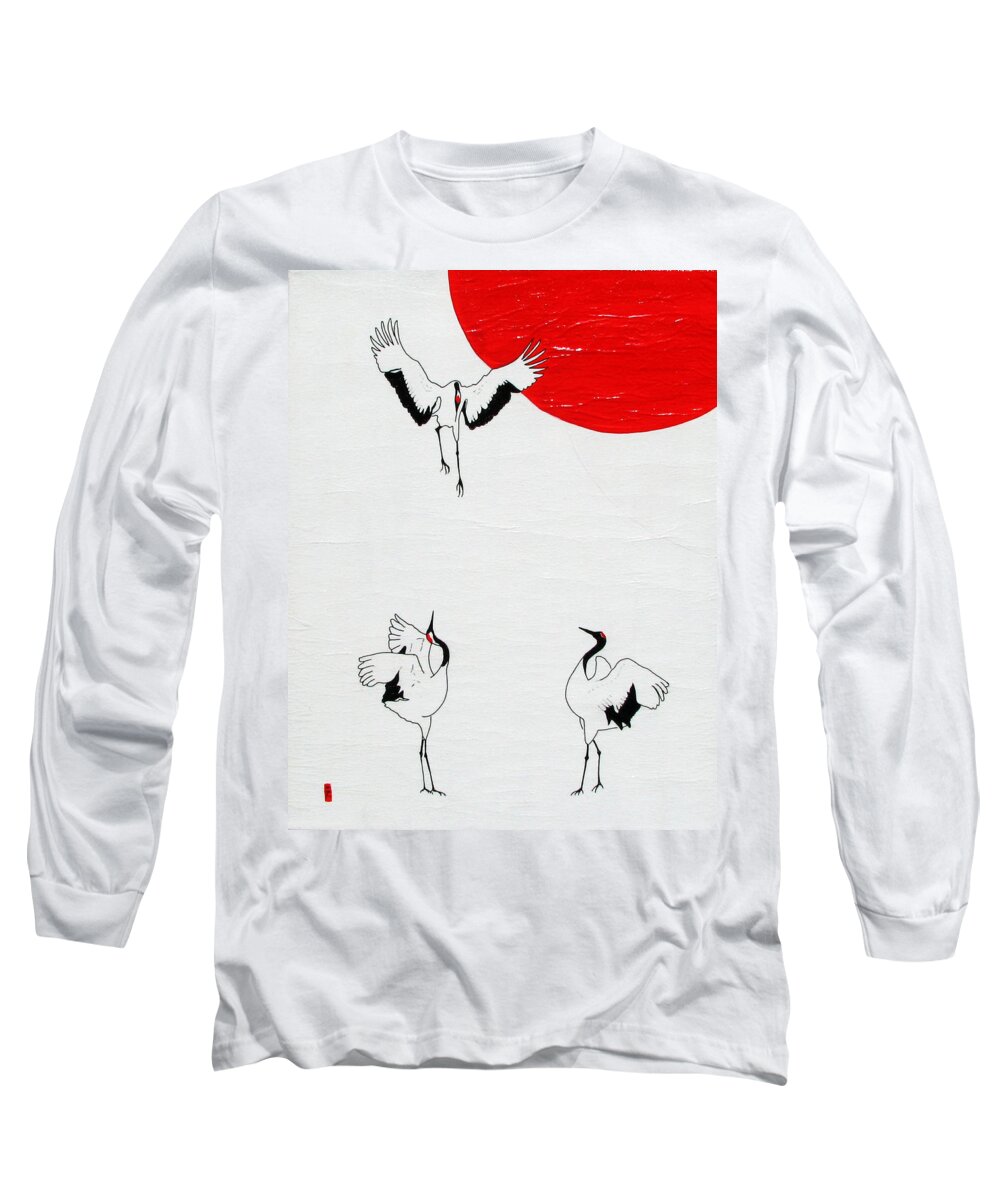 Bird Long Sleeve T-Shirt featuring the painting Hey Buddy Watch Where You're Landing by Stephanie Grant