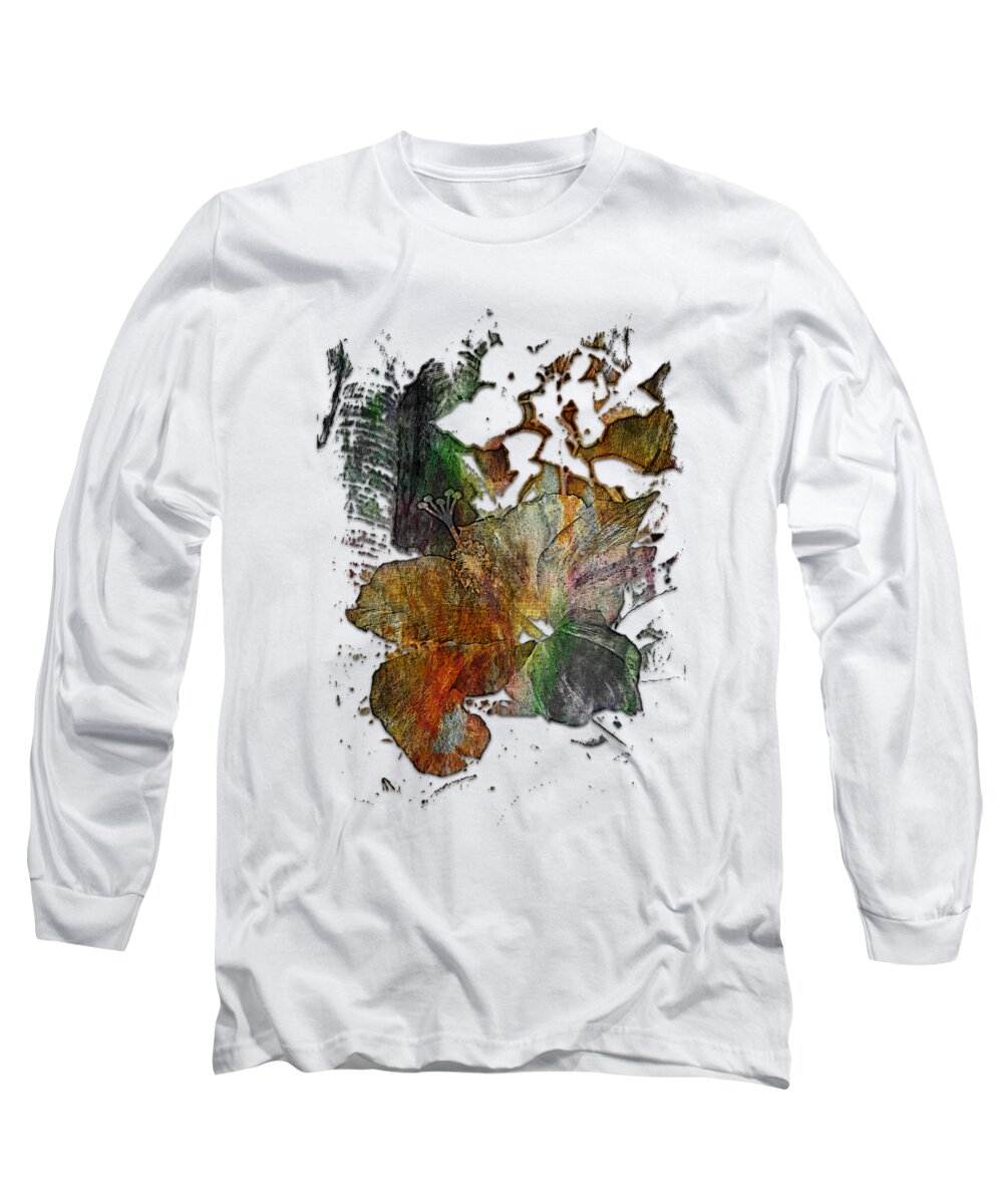 Muted Long Sleeve T-Shirt featuring the photograph Hibiscus S D Z 2 Muted Rainbow 3 Dimensional by DiDesigns Graphics