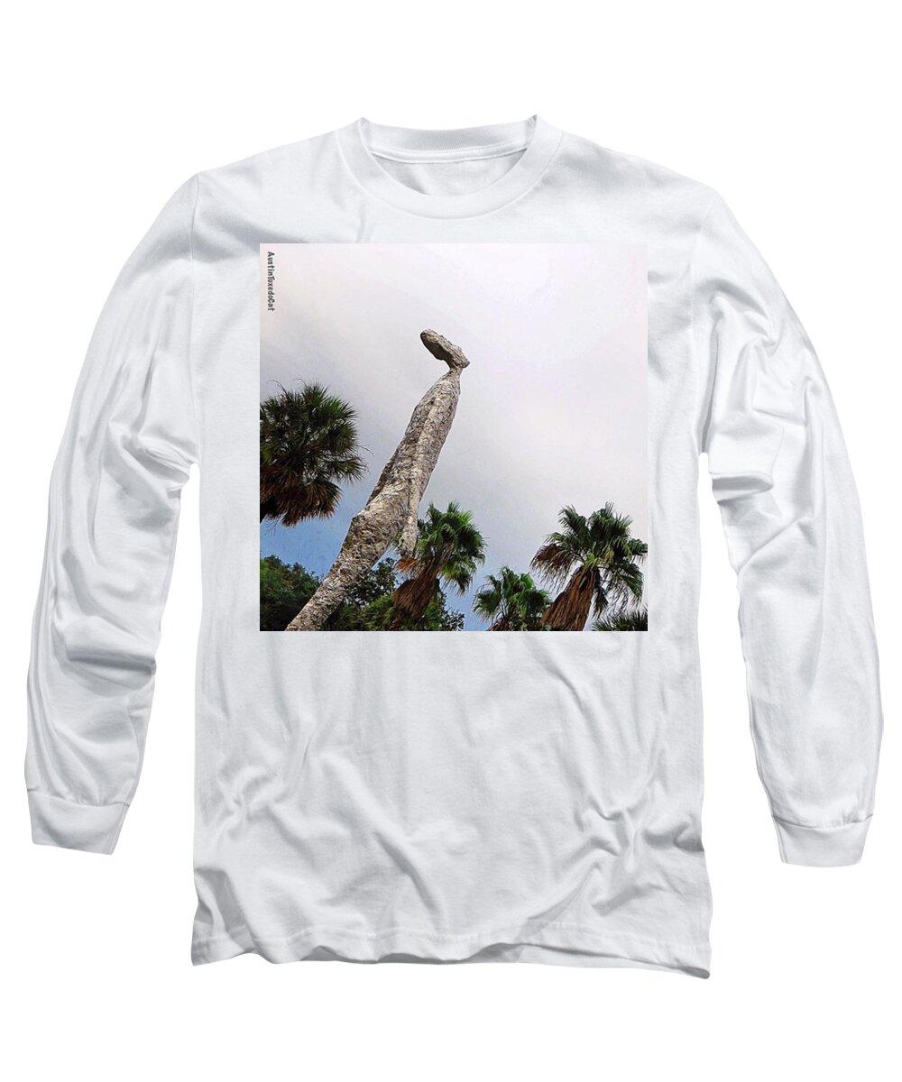 Keepaustinweird Long Sleeve T-Shirt featuring the photograph His Head Is Definitely In The by Austin Tuxedo Cat