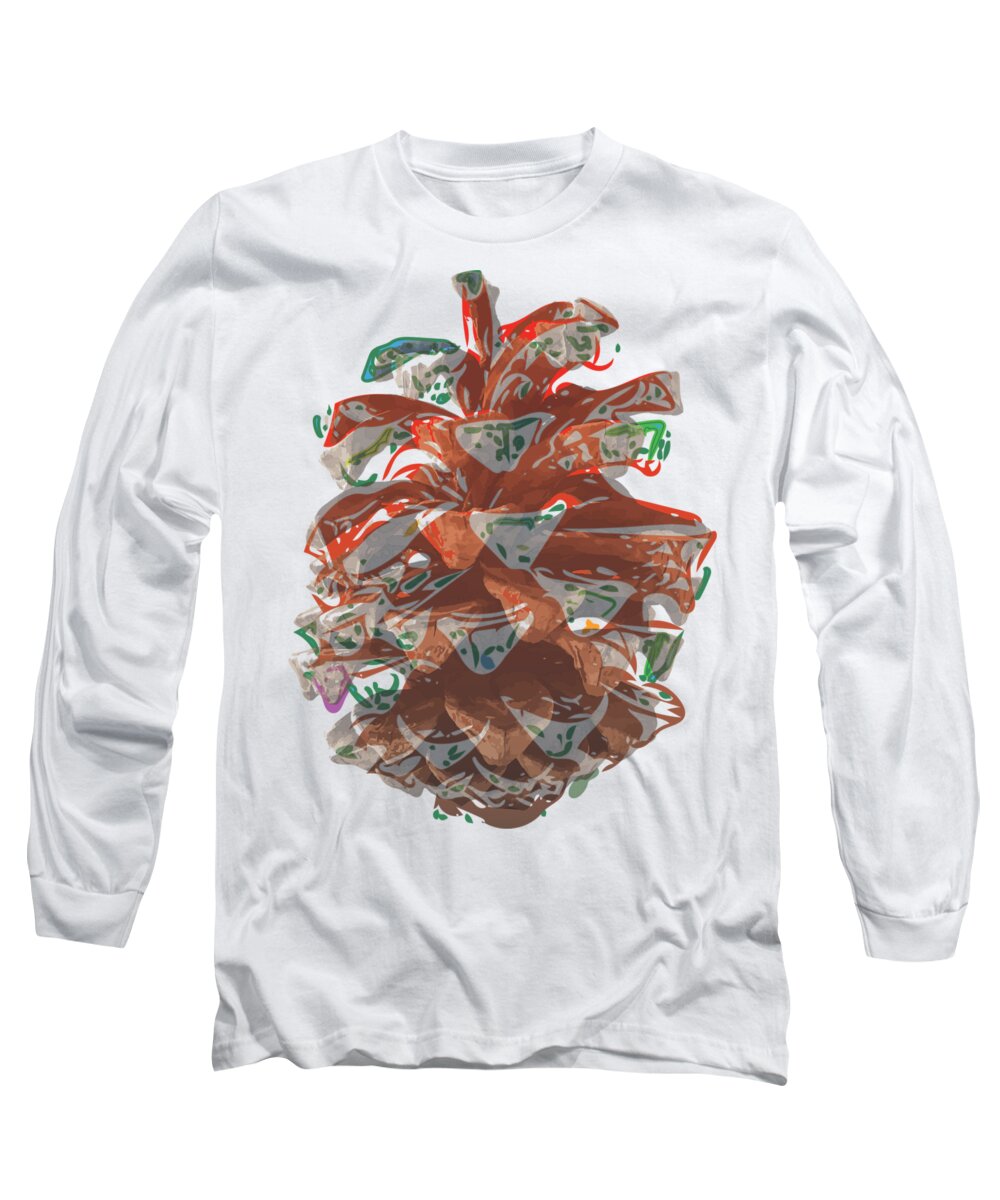Pine Long Sleeve T-Shirt featuring the photograph Holiday Red Cone by Stan Magnan