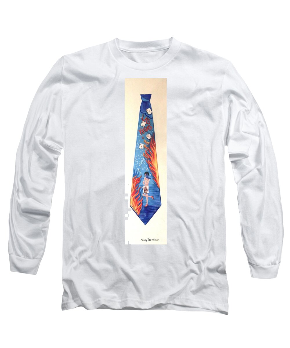 Las Vegas Tie Long Sleeve T-Shirt featuring the painting Hot In Vegas by Tracy Dennison
