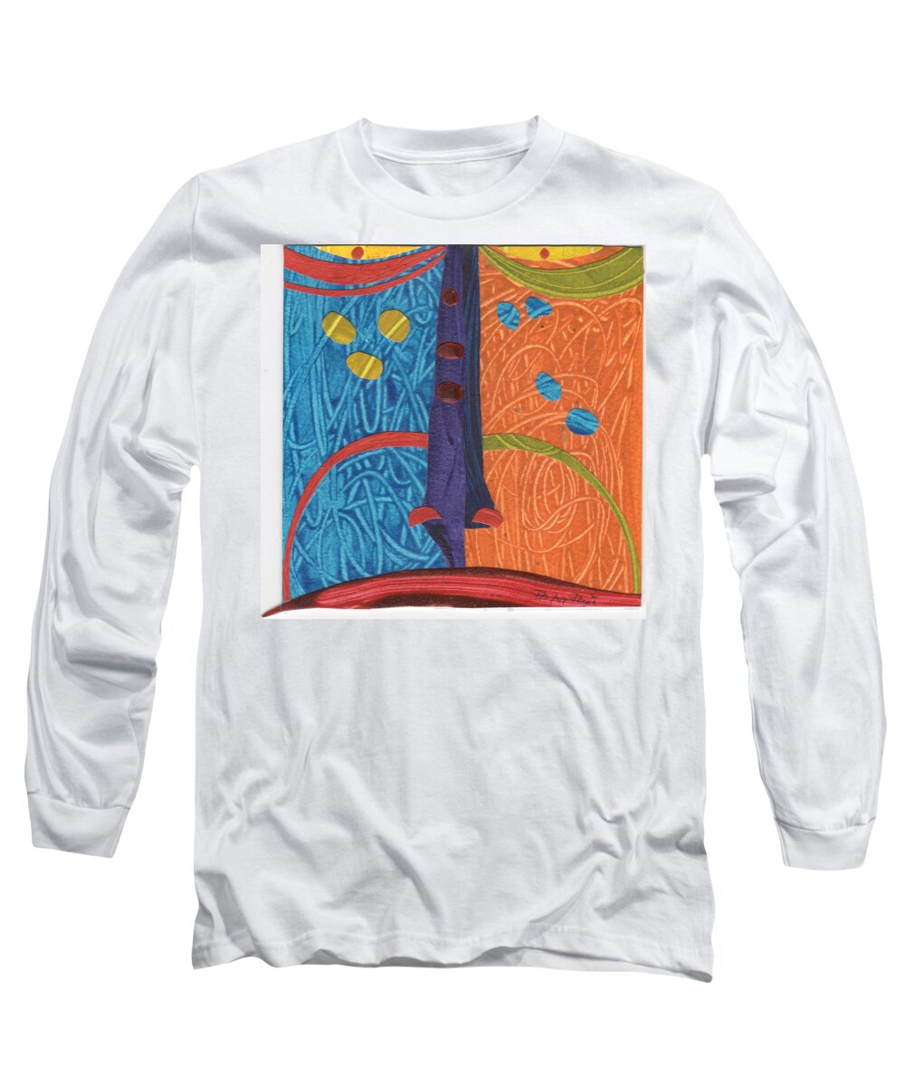 Mixed Media Long Sleeve T-Shirt featuring the painting Hu Face 2 by Petra Rau