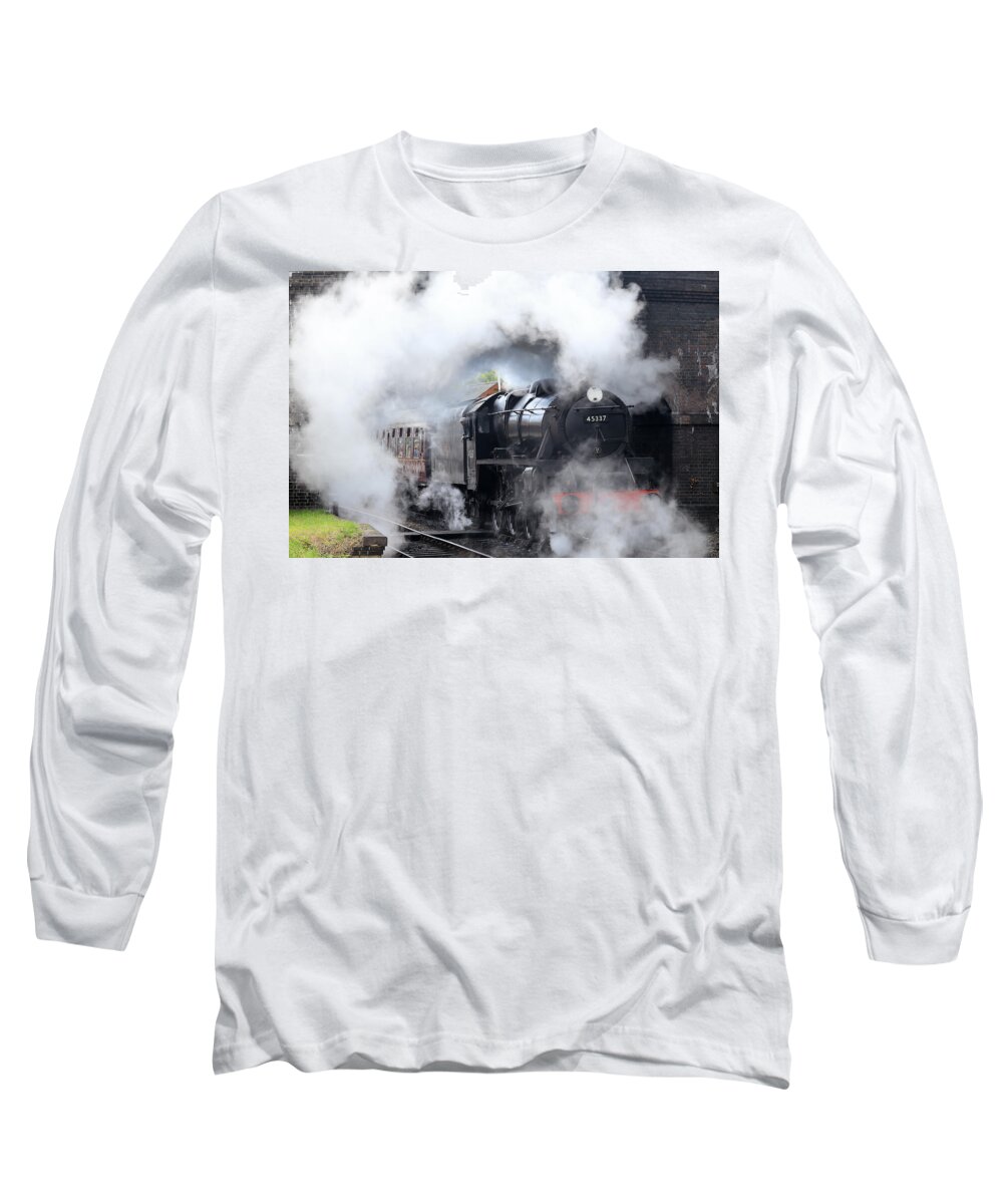 Steam Loco Long Sleeve T-Shirt featuring the photograph Huffing and Puffing by Tony Mills