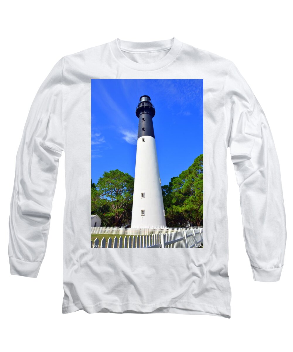 Hunting Island Lighthouse Beaufort Sc Long Sleeve T-Shirt featuring the photograph Hunting Island Lighthouse Beaufort SC by Lisa Wooten