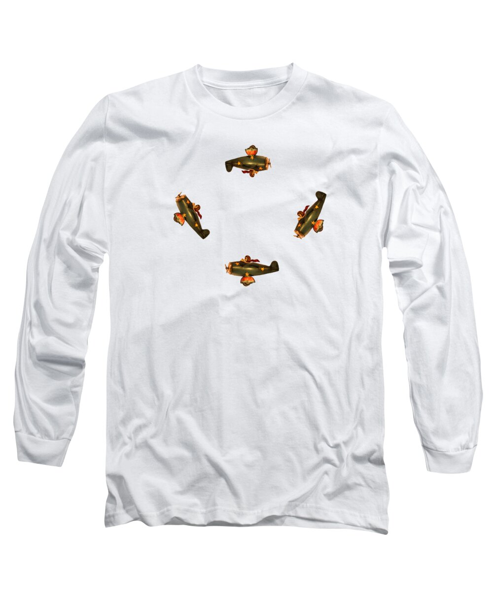 Aeroplane Long Sleeve T-Shirt featuring the digital art I Dont Want To Be Tail End Charlie by Linsey Williams