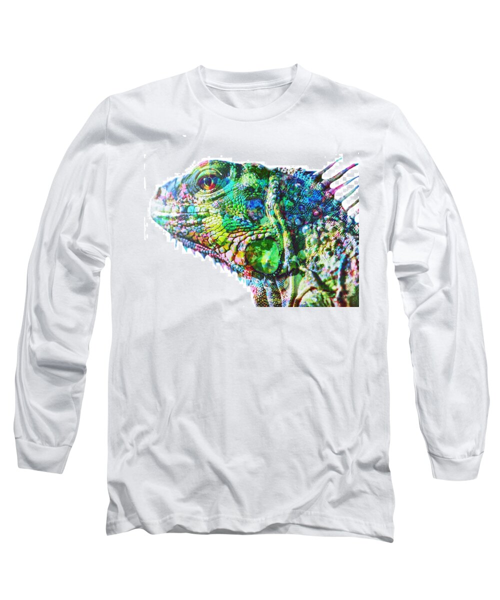 Iguana Long Sleeve T-Shirt featuring the painting Iguana by Mark Taylor