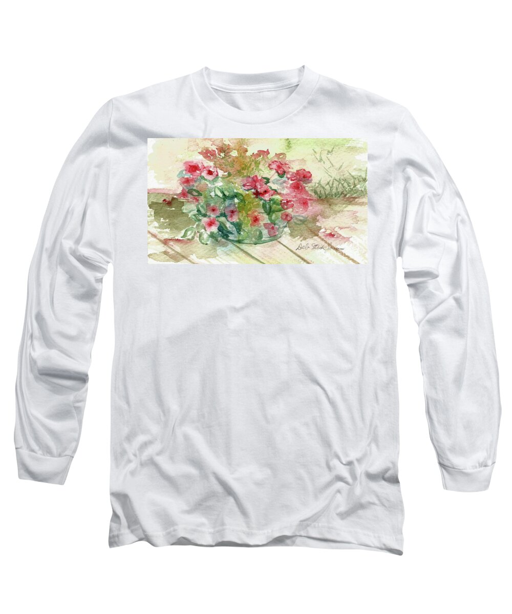 Impatiens Long Sleeve T-Shirt featuring the painting Impatiens by Deb Stroh-Larson
