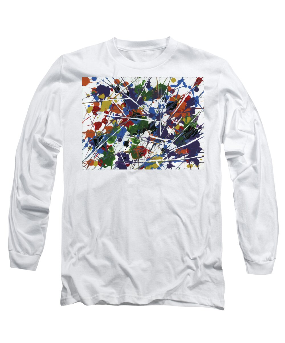 Abstract Long Sleeve T-Shirt featuring the painting In Glittering Rainbow Shards by Matthew Mezo
